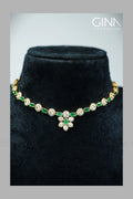 AD Emerald Floral short Necklace