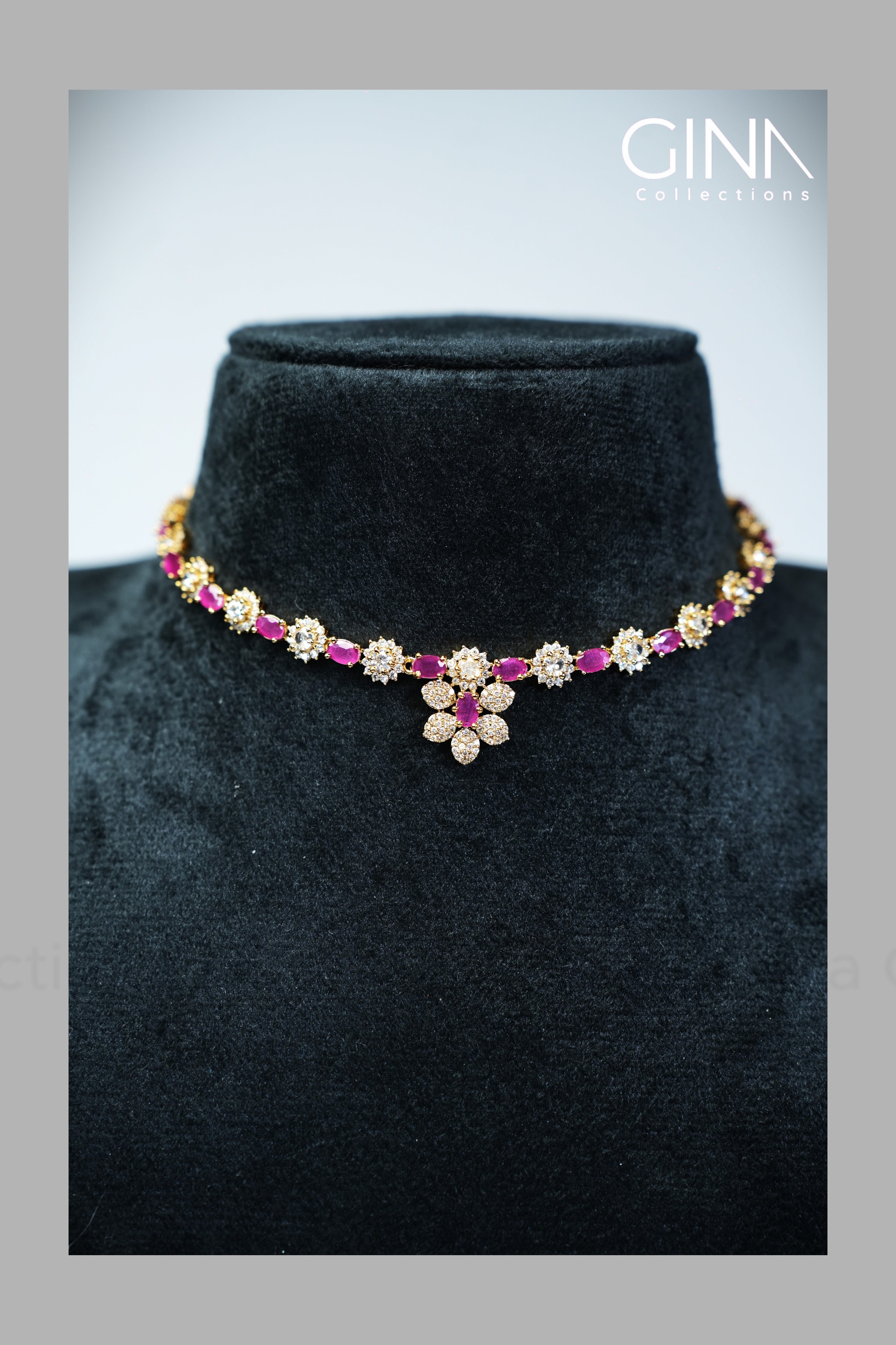 AD Emerald Floral short Necklace