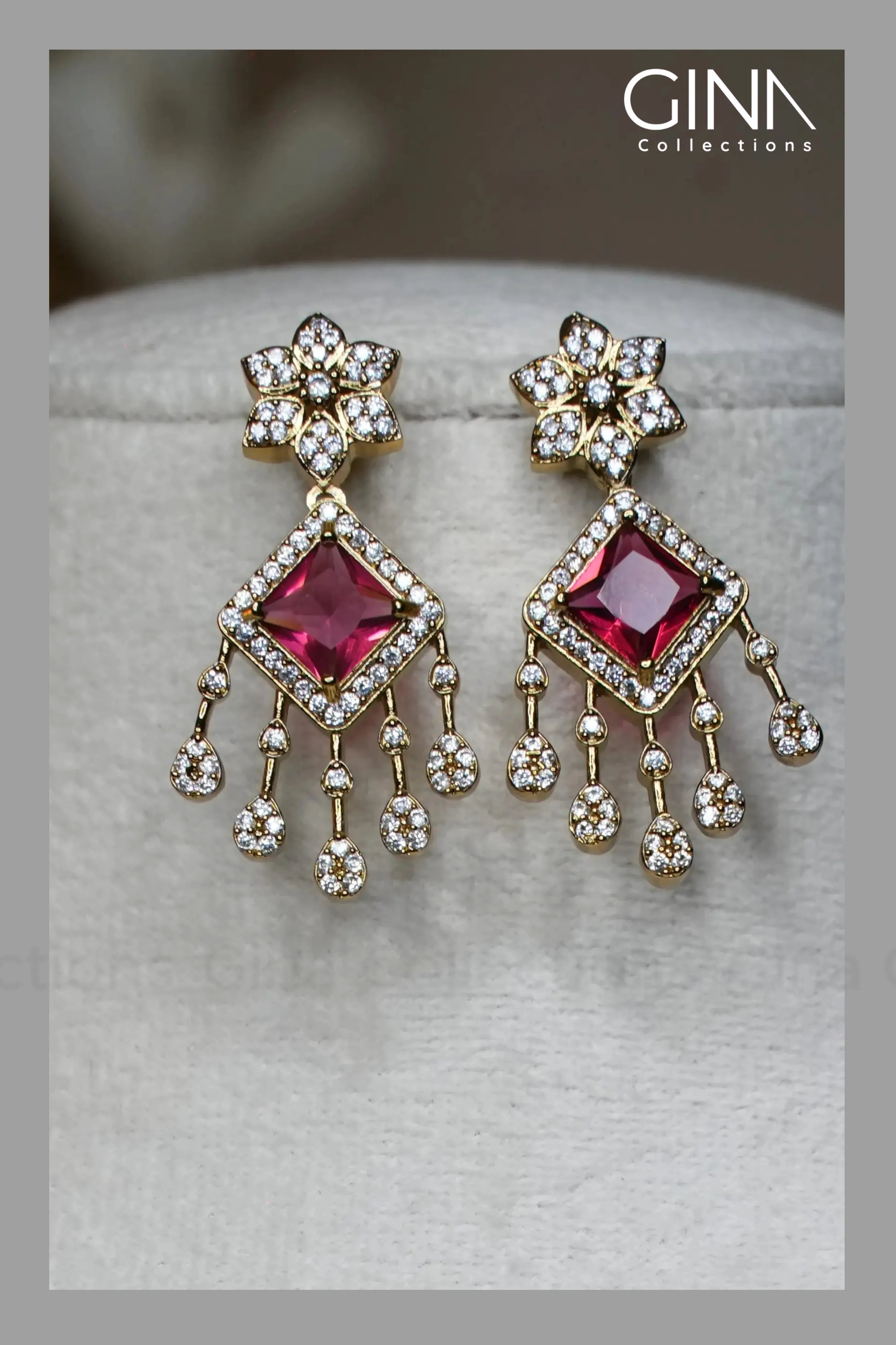 Gold Tone Ruby CZ