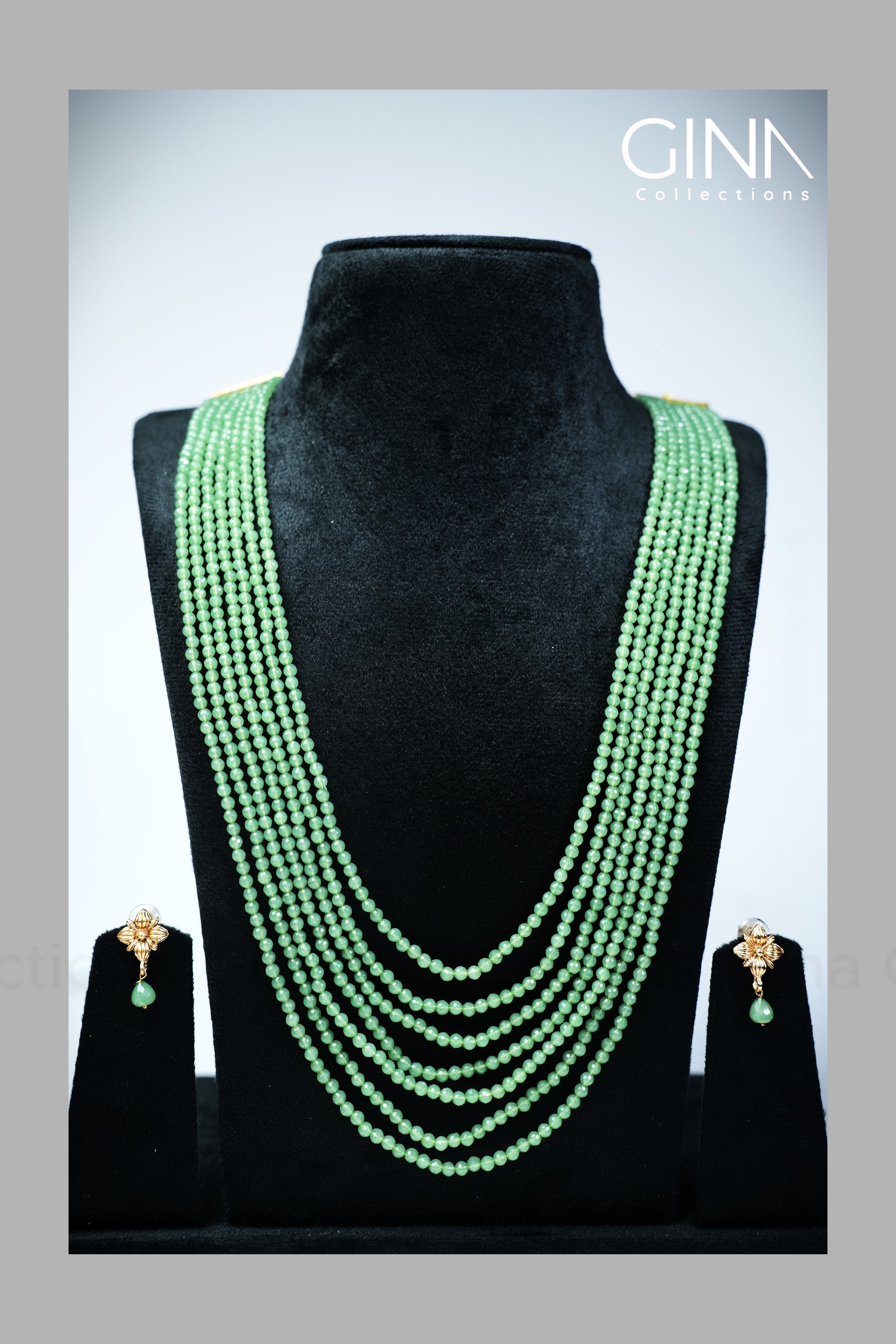 Green Multi Layor Beads Necklace