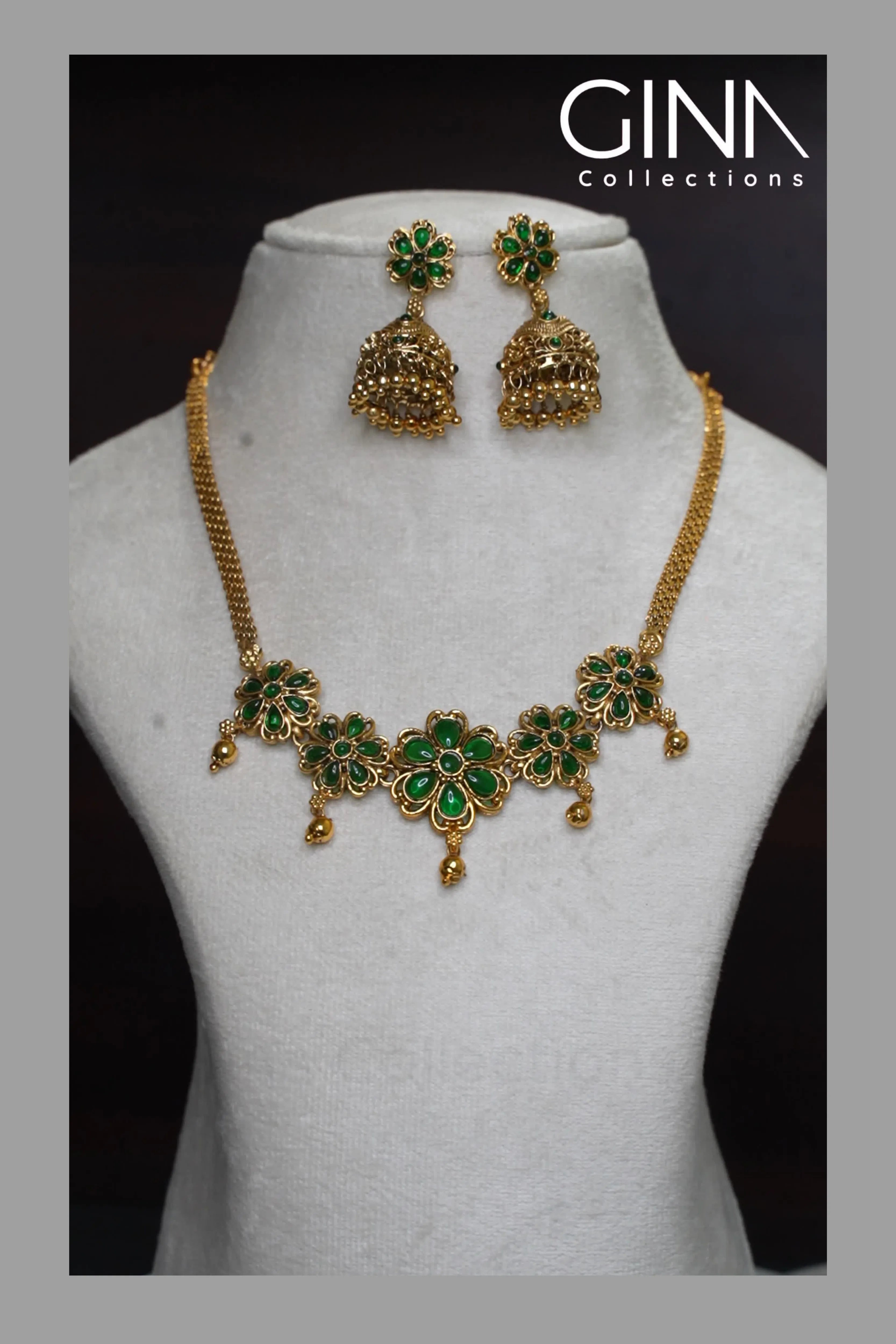 Kemp Emerald Floral Choker