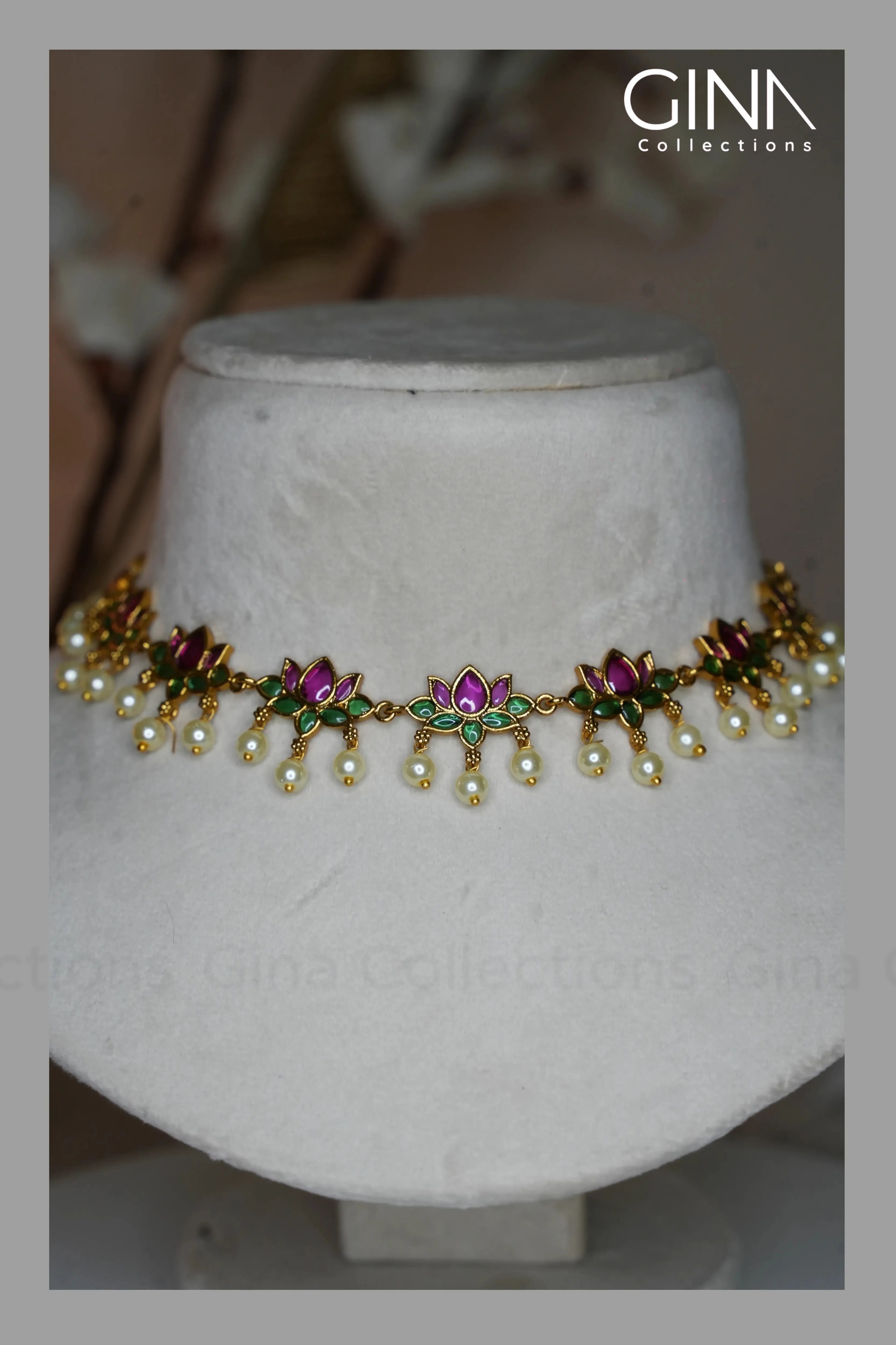 Lotus Pearl drops Choker