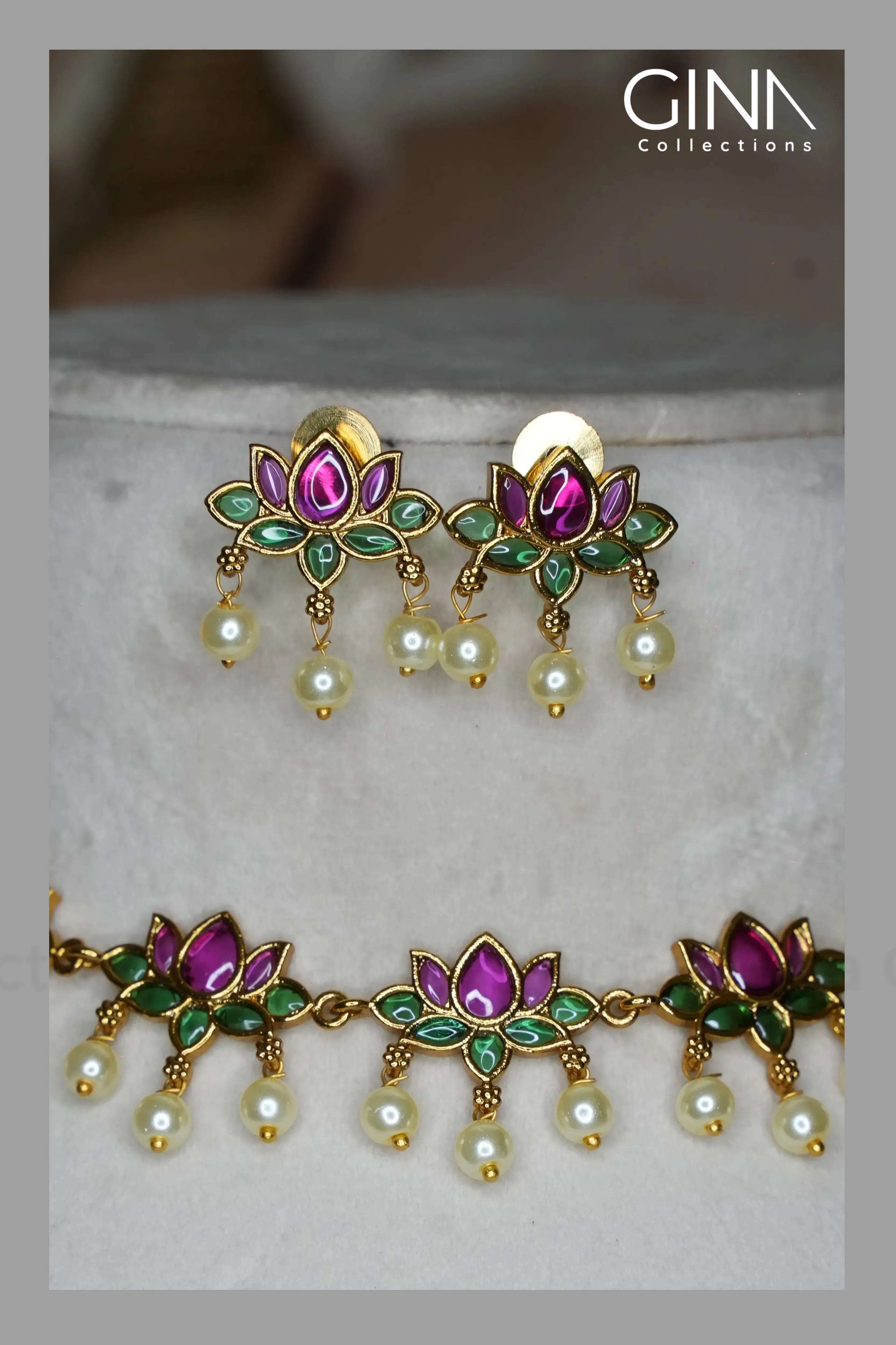 Lotus Pearl drops Choker