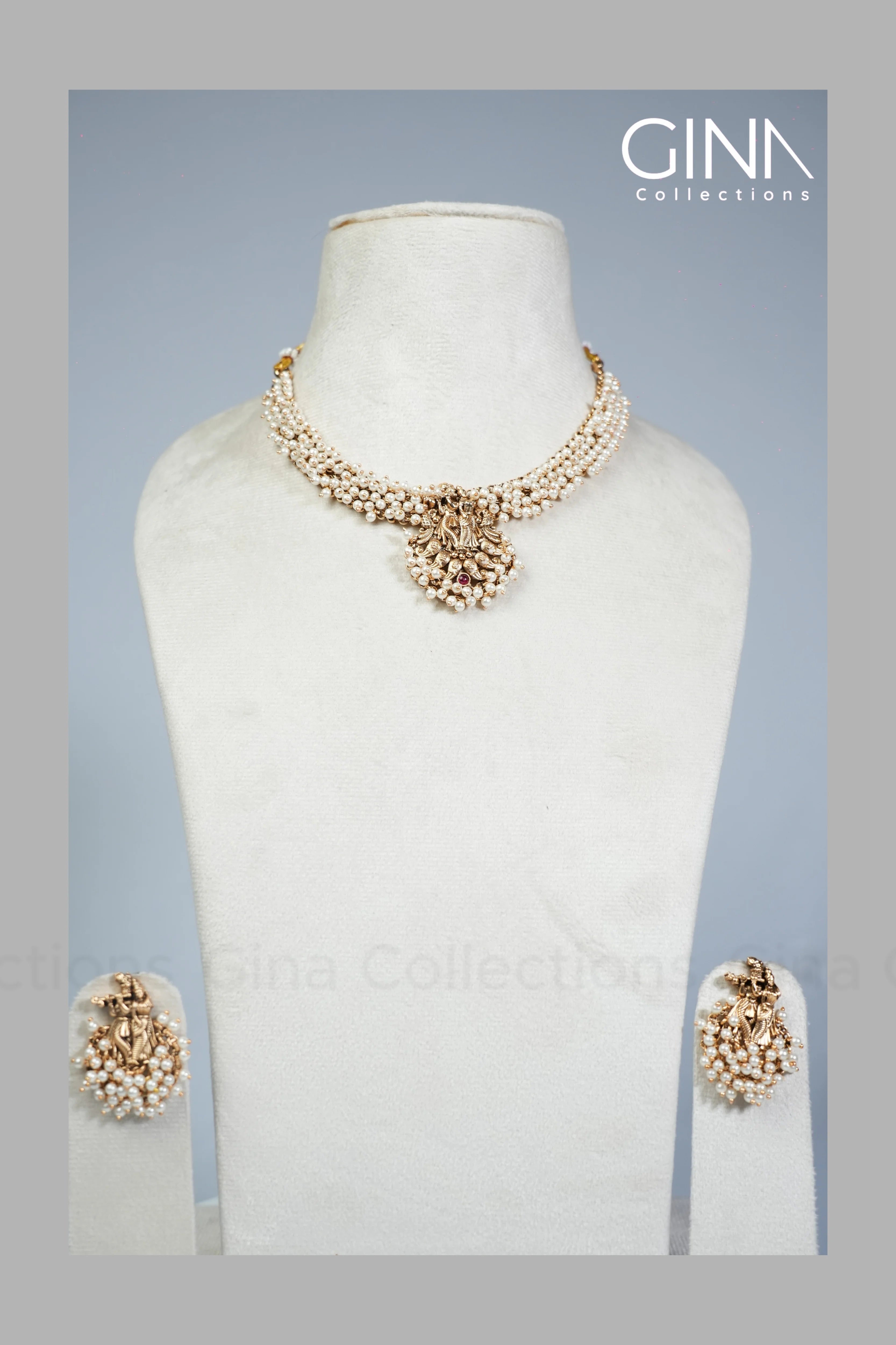 Pearl Krishna Radha Short Necklace