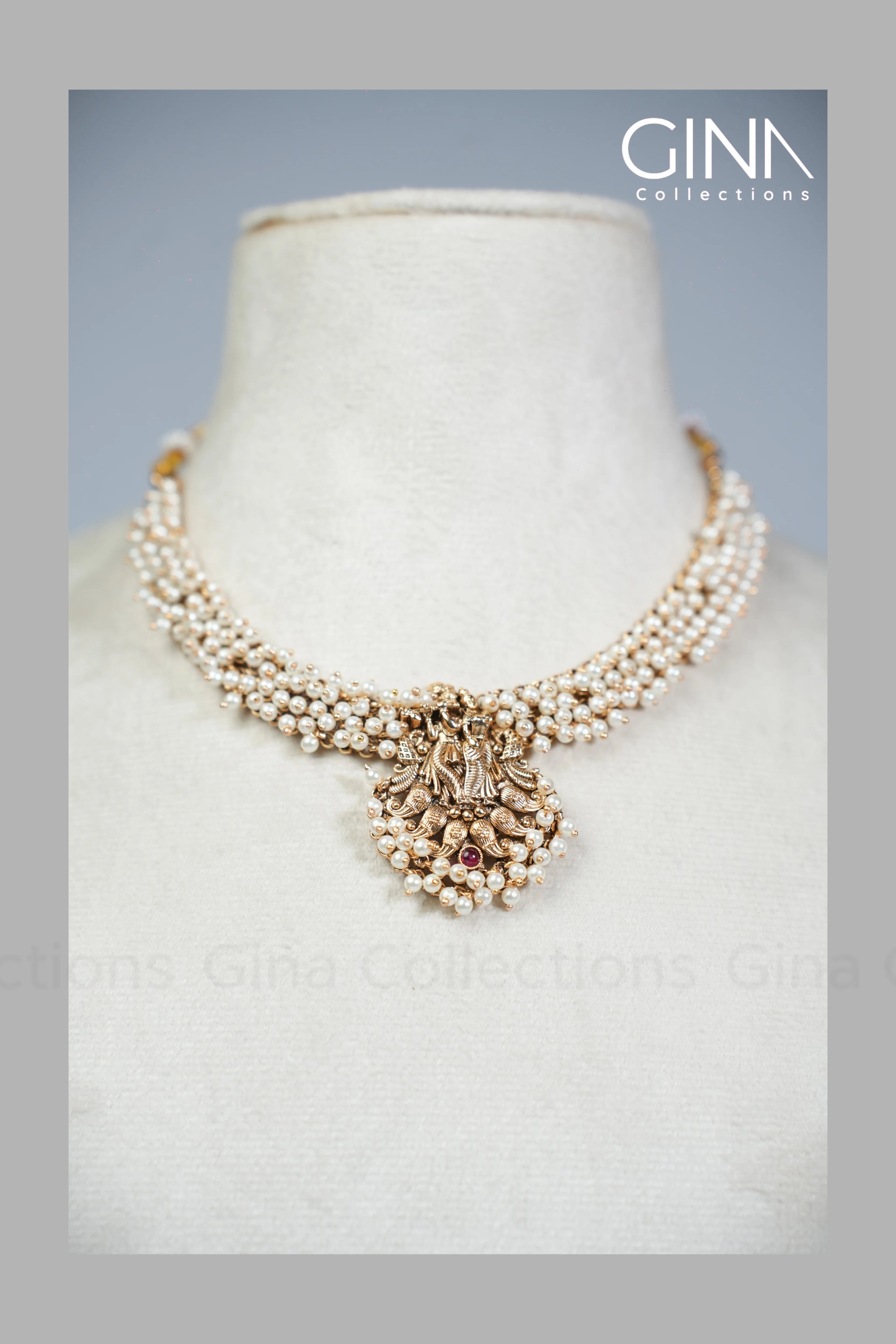Pearl Krishna Radha Short Necklace