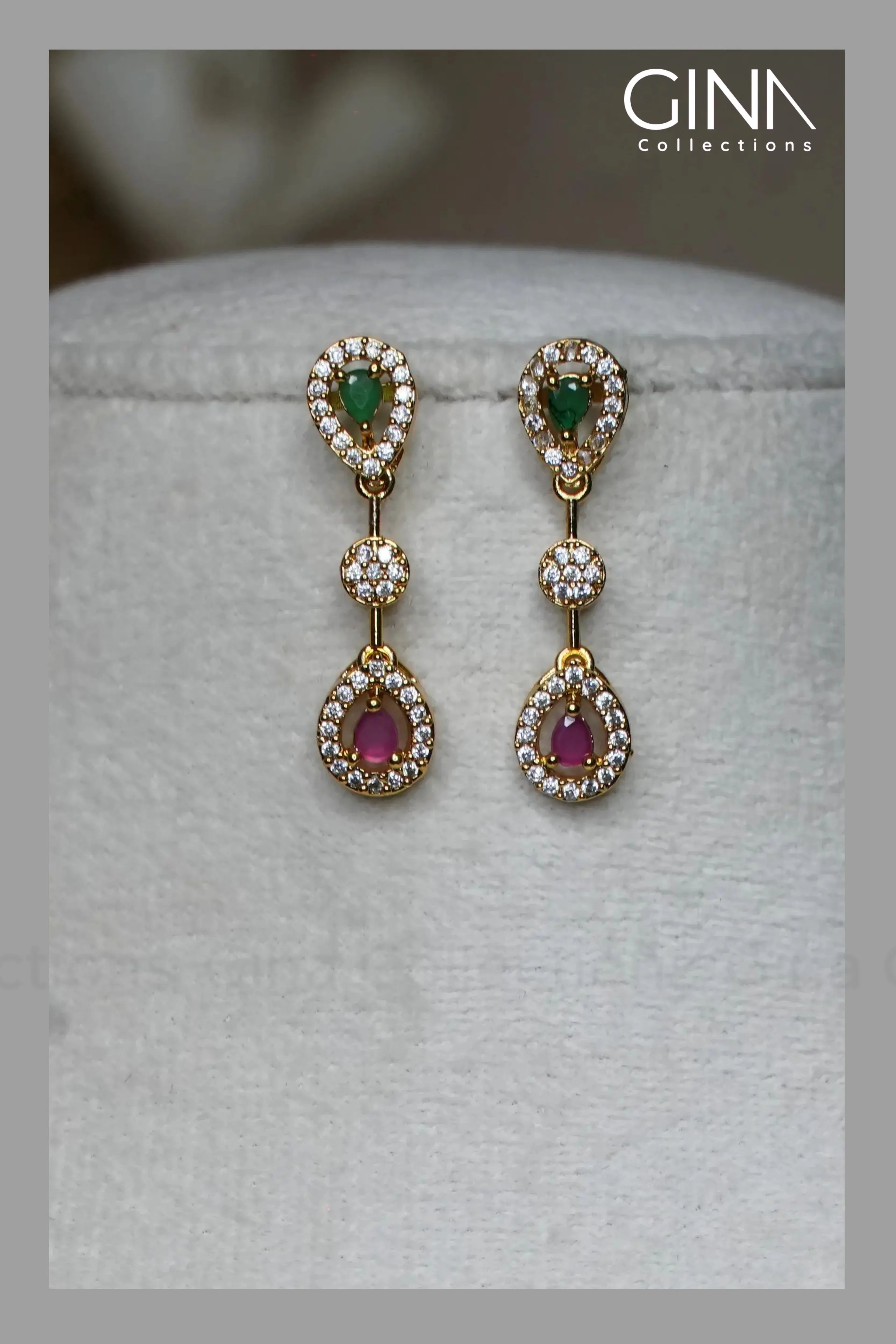 Red & Green AD Double Layered Necklace