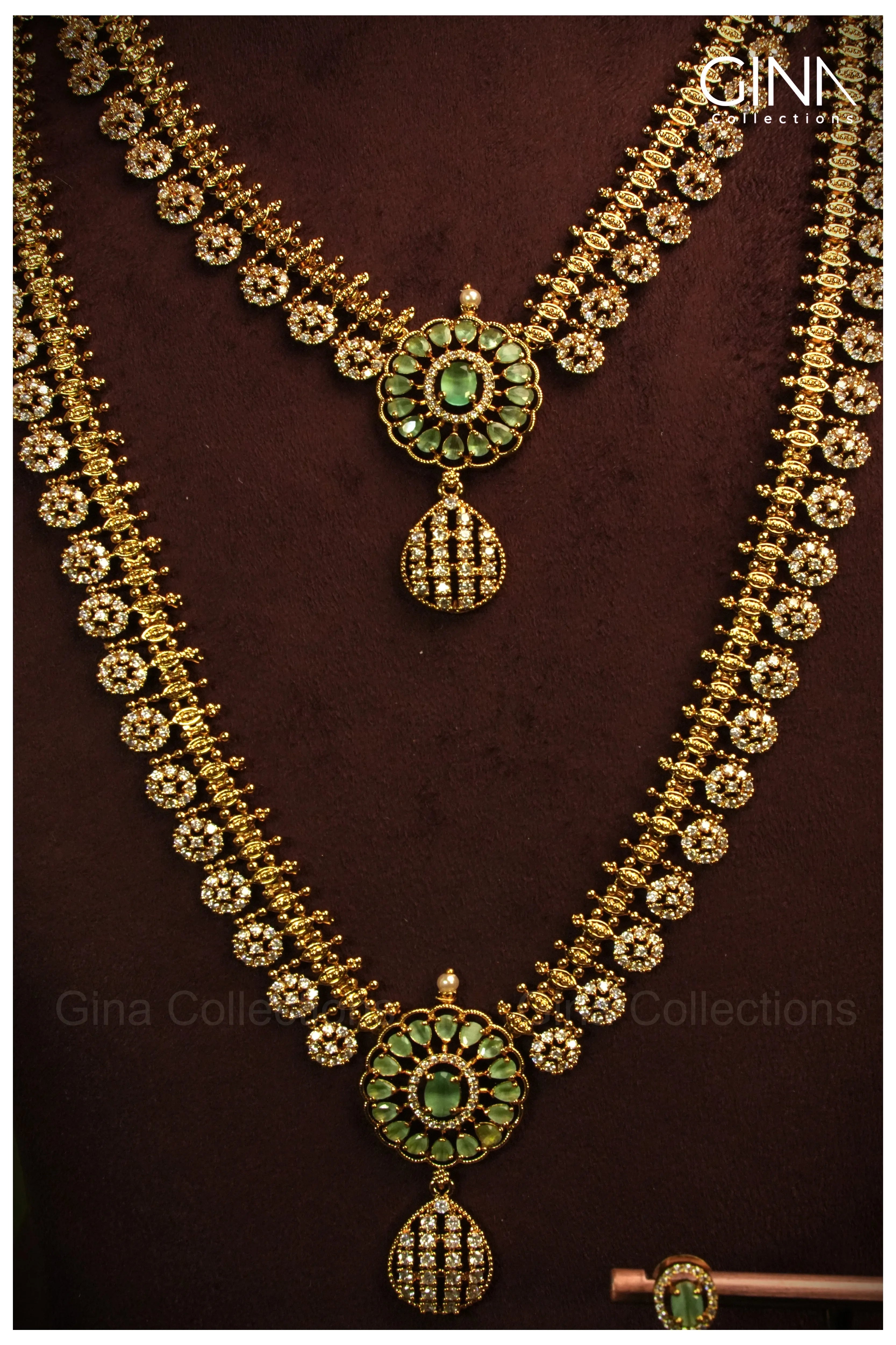 Bridal Set with Zircon and Emerald Stone embelishments