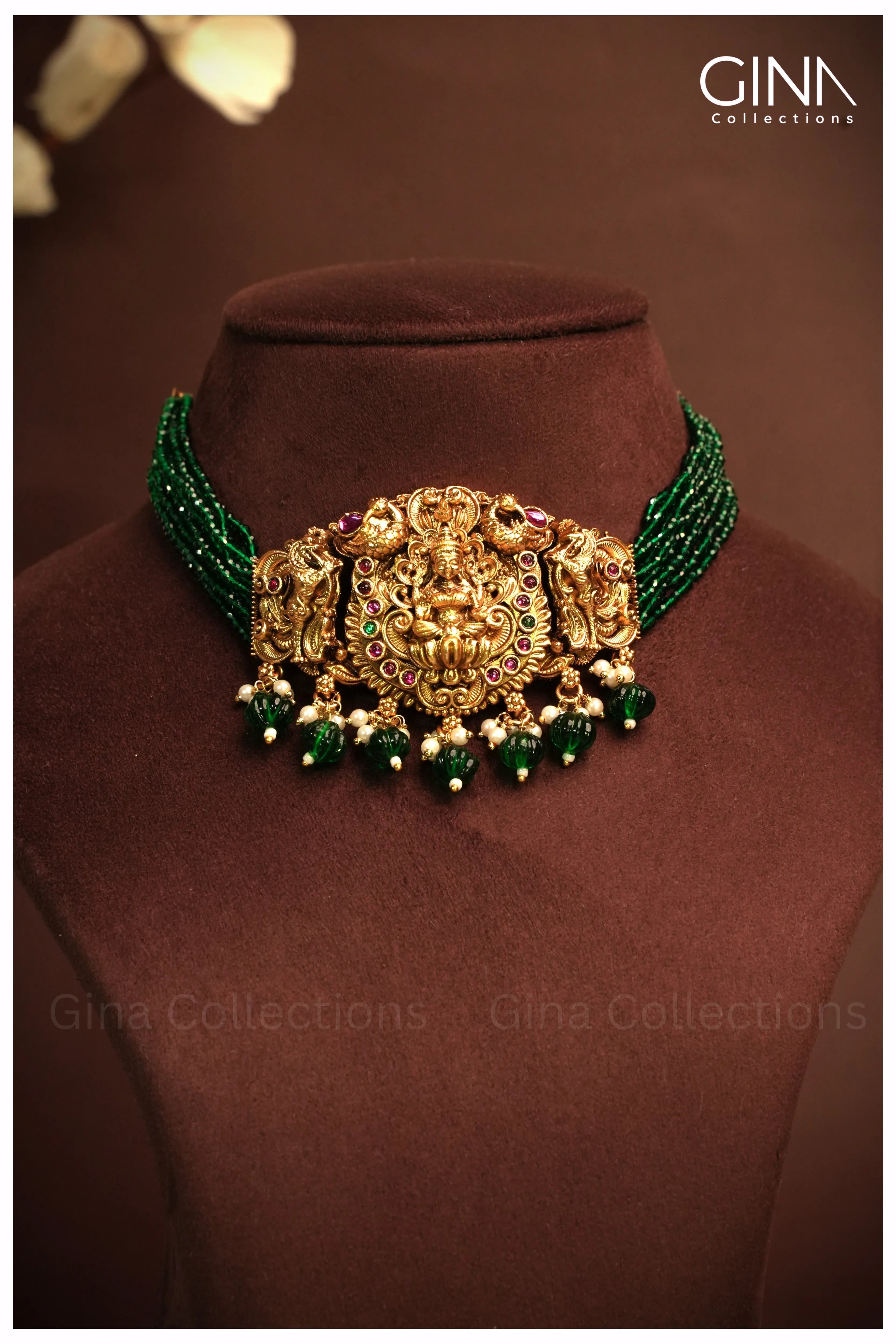 Lakshmi Emerald Beads Choker