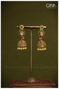 Jhumka Earrings with Multi Stones and Pearls