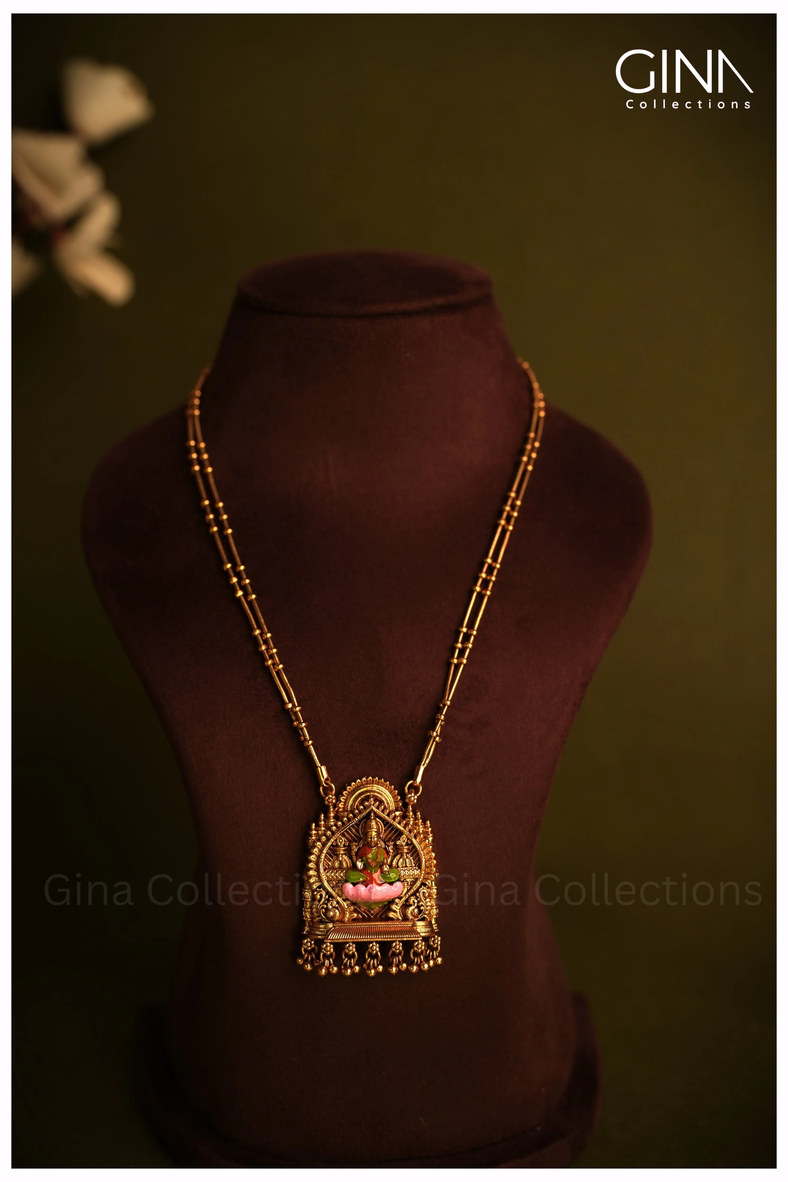Lakshmi Double Chain Pink Gold Drops