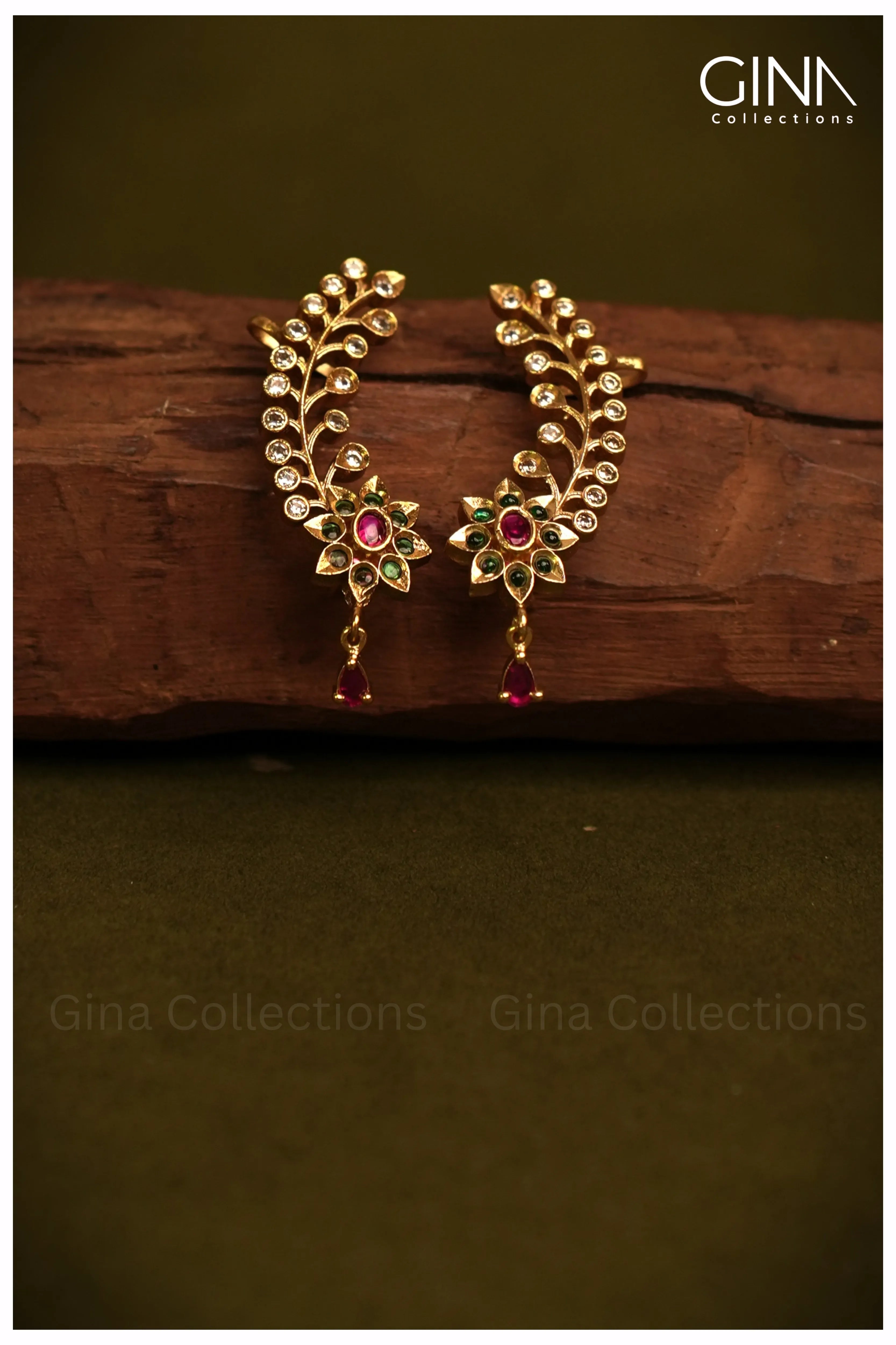 Floral Gold Plated Ear Cuffs