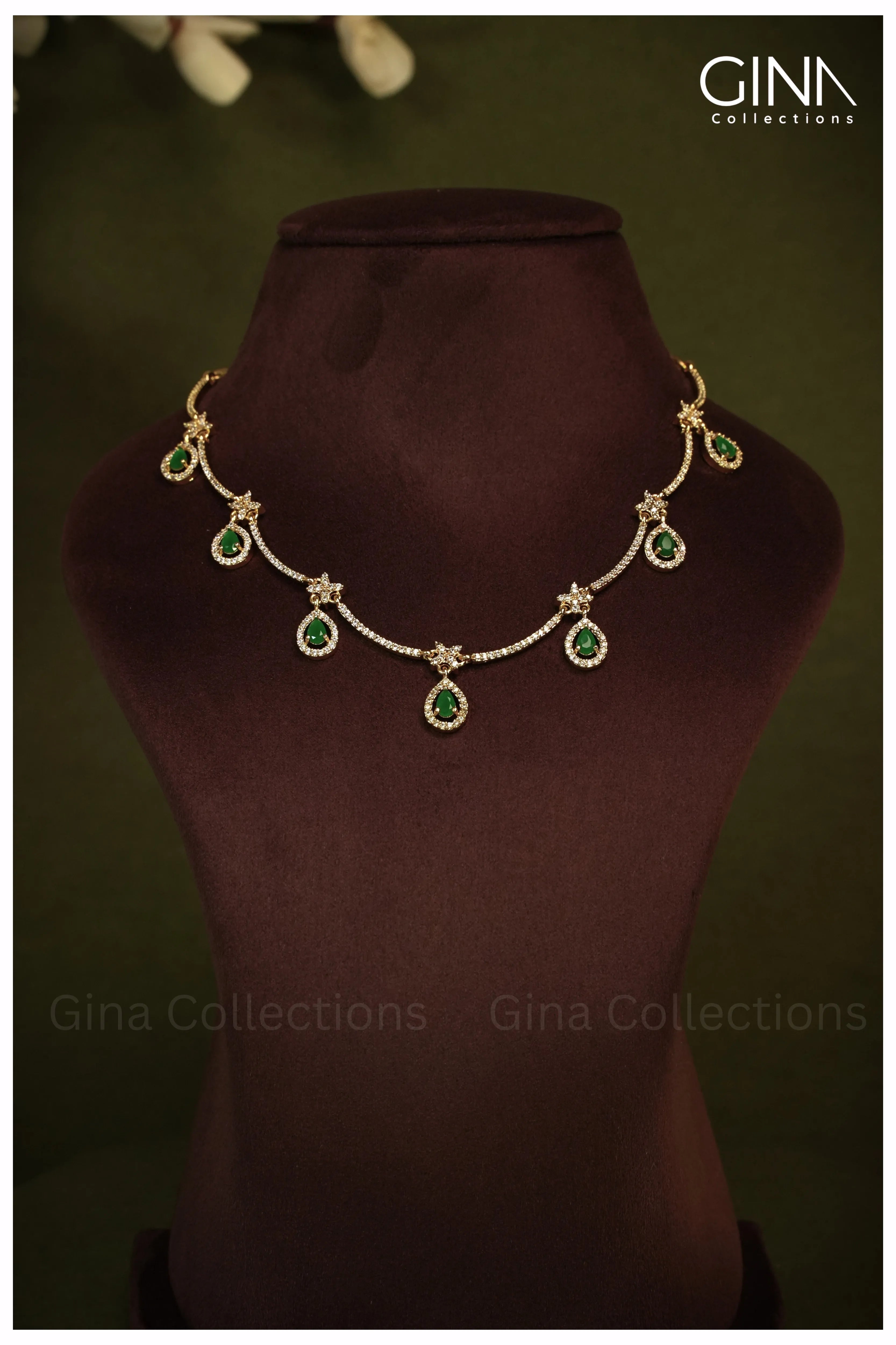 Ad Studded Green Gemstone Drops