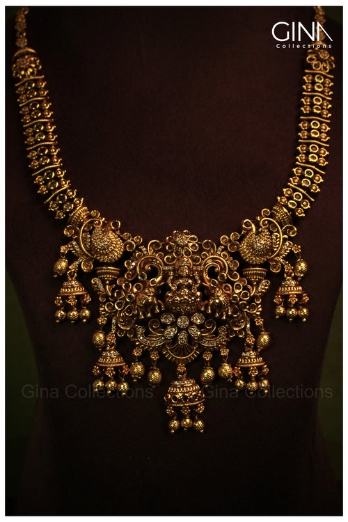 Gajalakshmi & Annam Motifs with Gold Drops