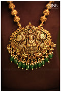 Lakshmi Big Pendant with Emeralds Haram