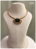 Gold Plated Hasli with Dominant Emerald Pendant
