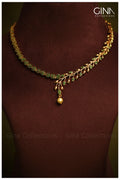 Emerald Floral Leaf AD Necklace