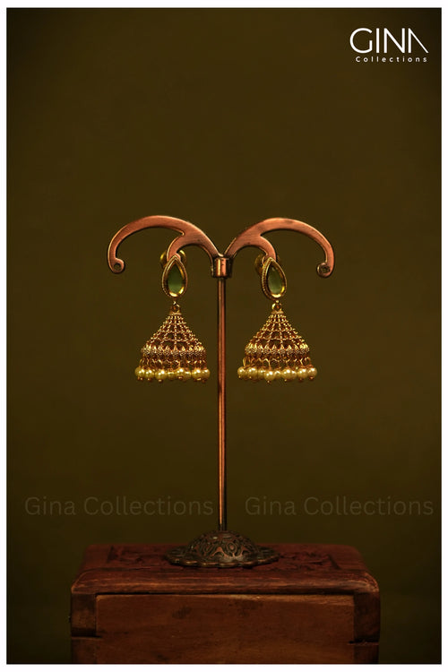 Gold Plated Green Stone studded Necklace