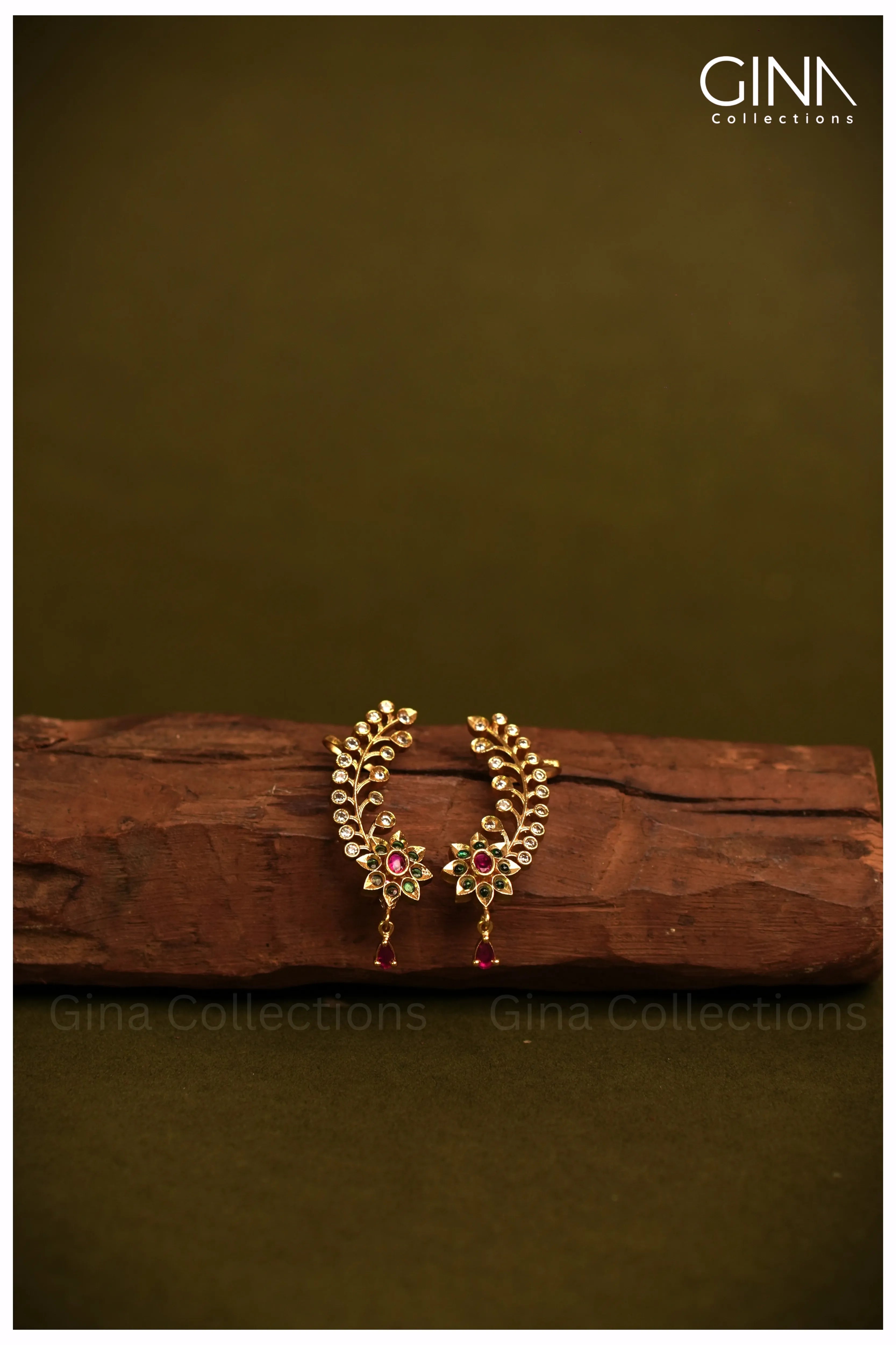Floral Gold Plated Ear Cuffs