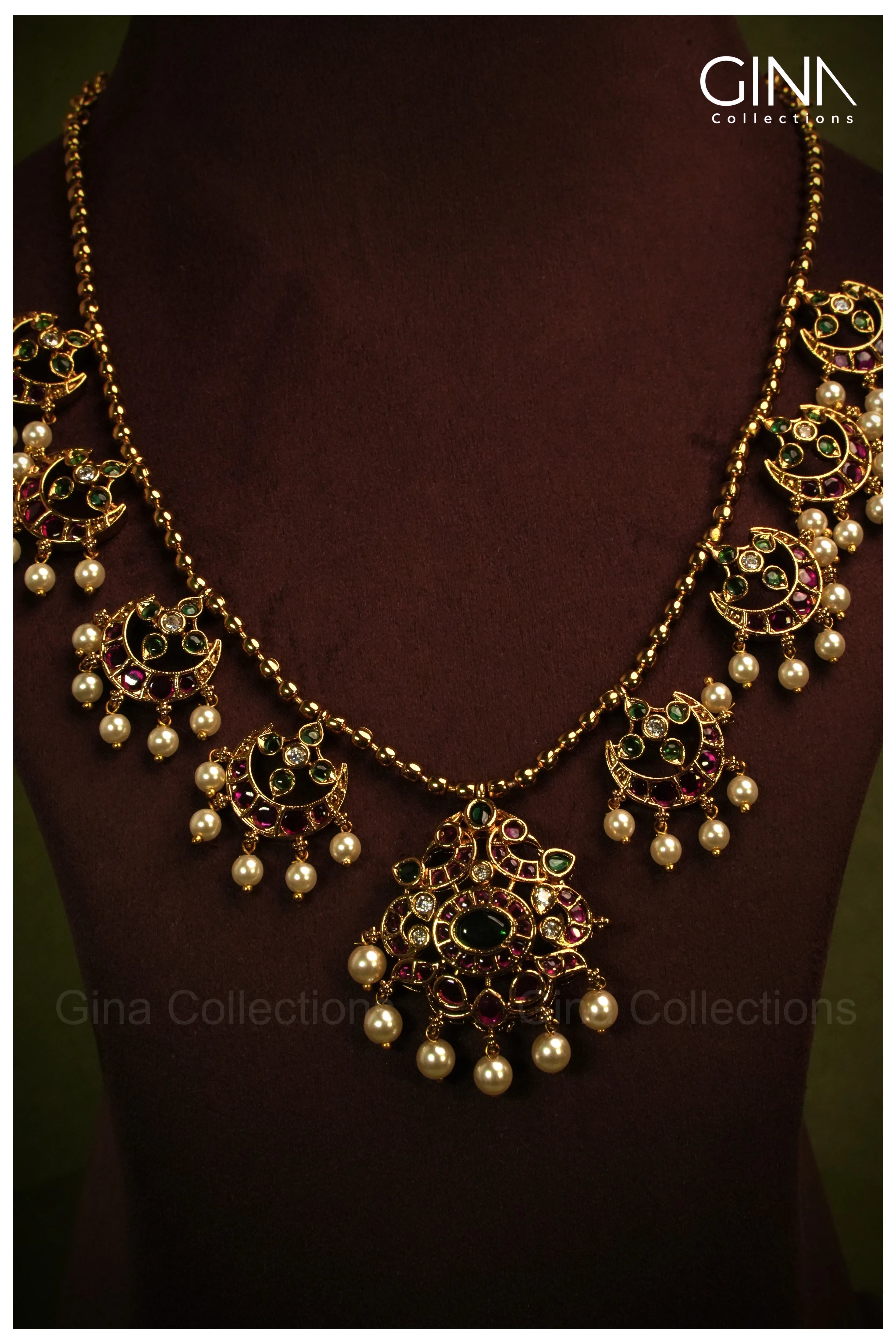Designer imitation Jewellery Set with Pearl Drops
