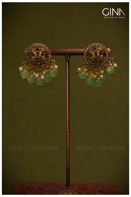 Floral Motifs Emerald Drops Necklace