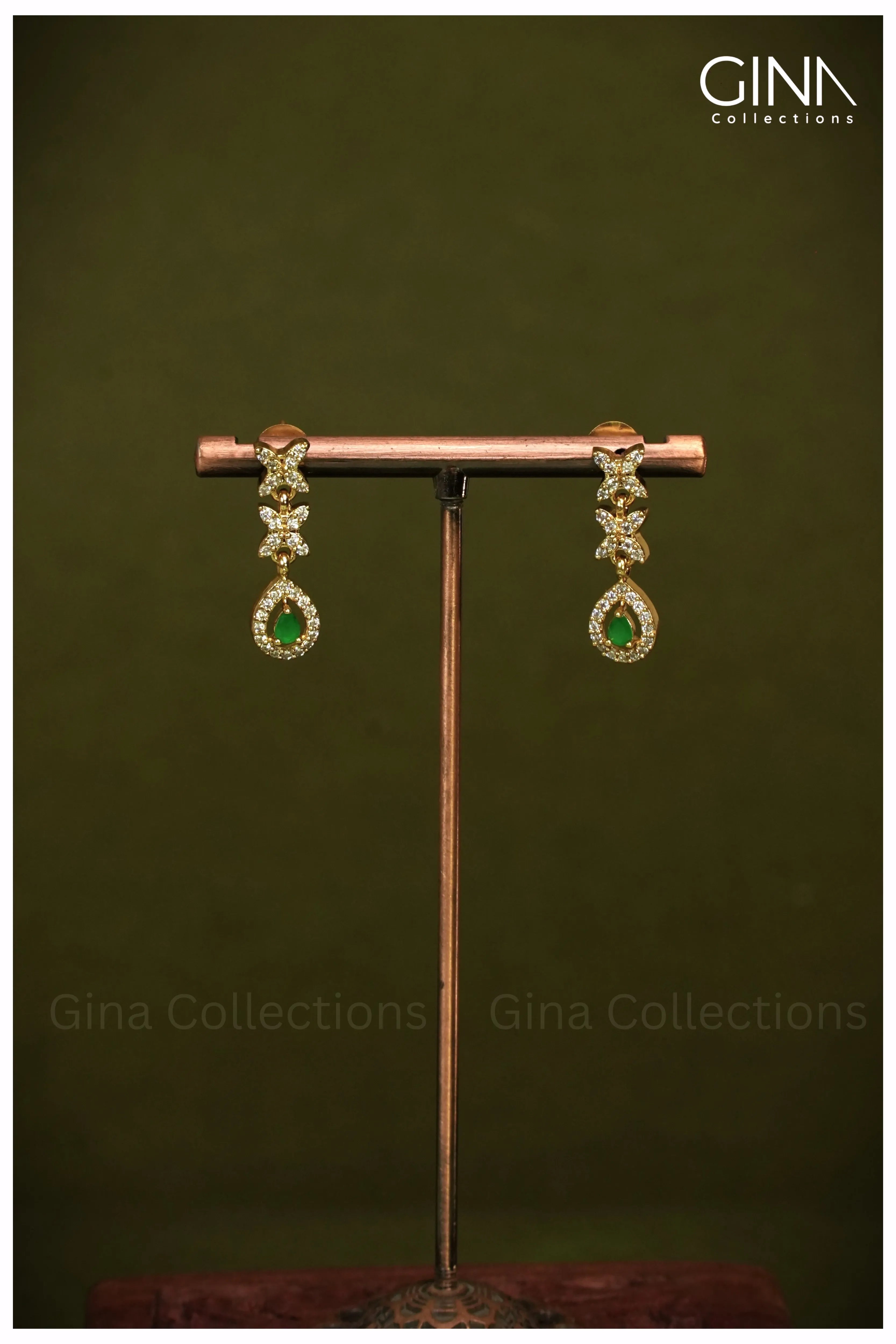 Ad Studded Green Gemstone Drops