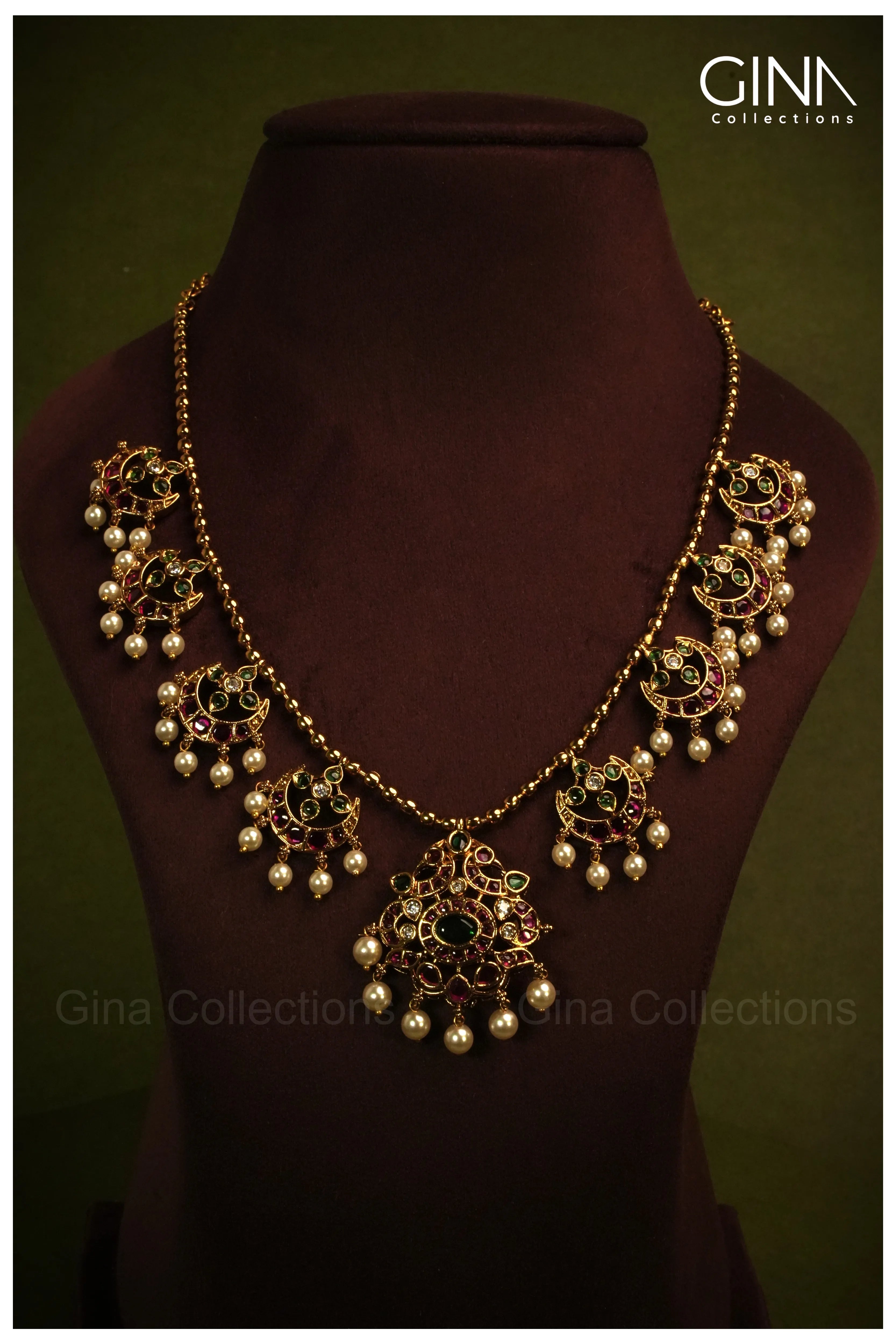 Designer imitation Jewellery Set with Pearl Drops