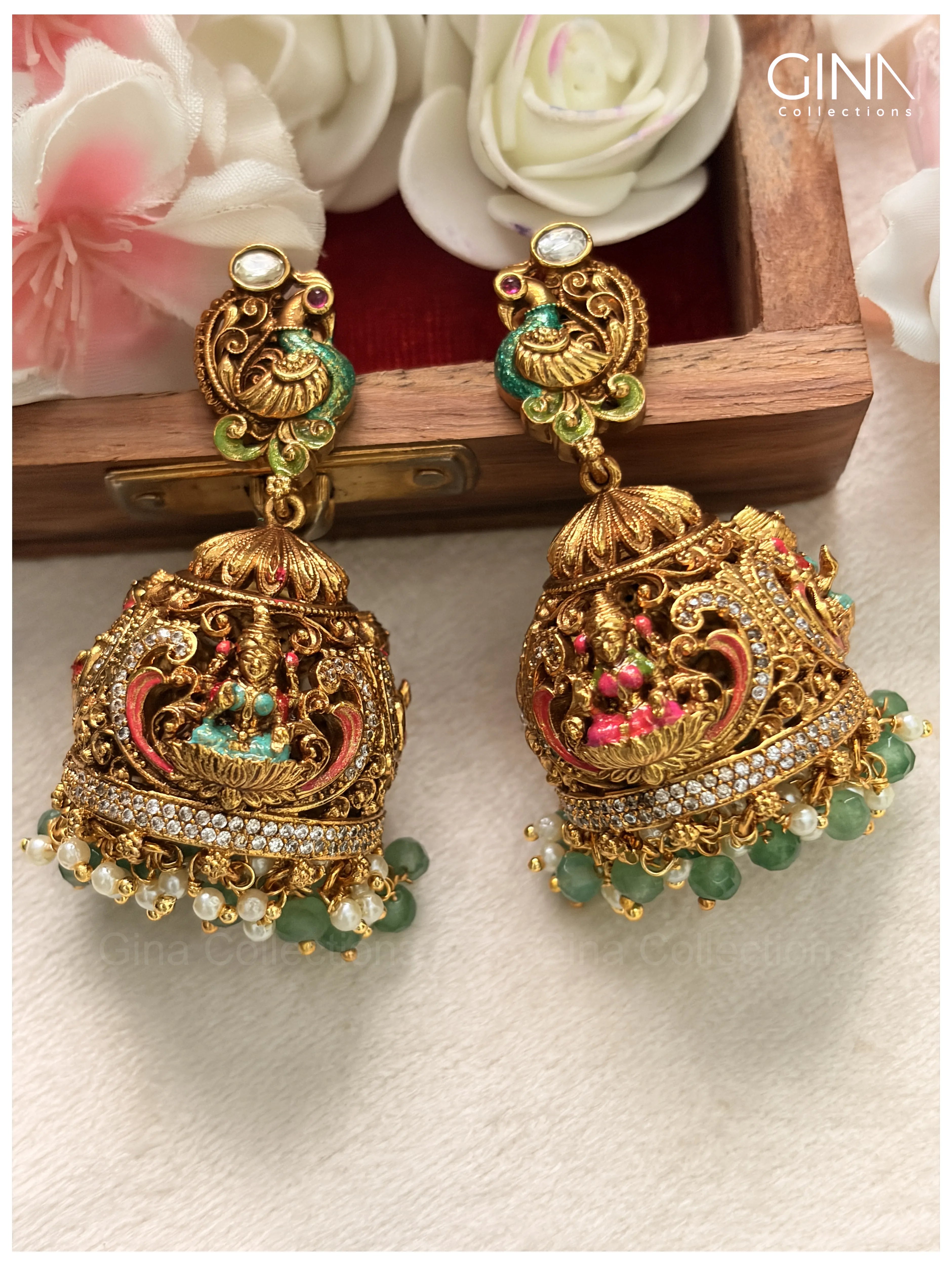 MennaKari Bridal Jhumka with Golden Drops