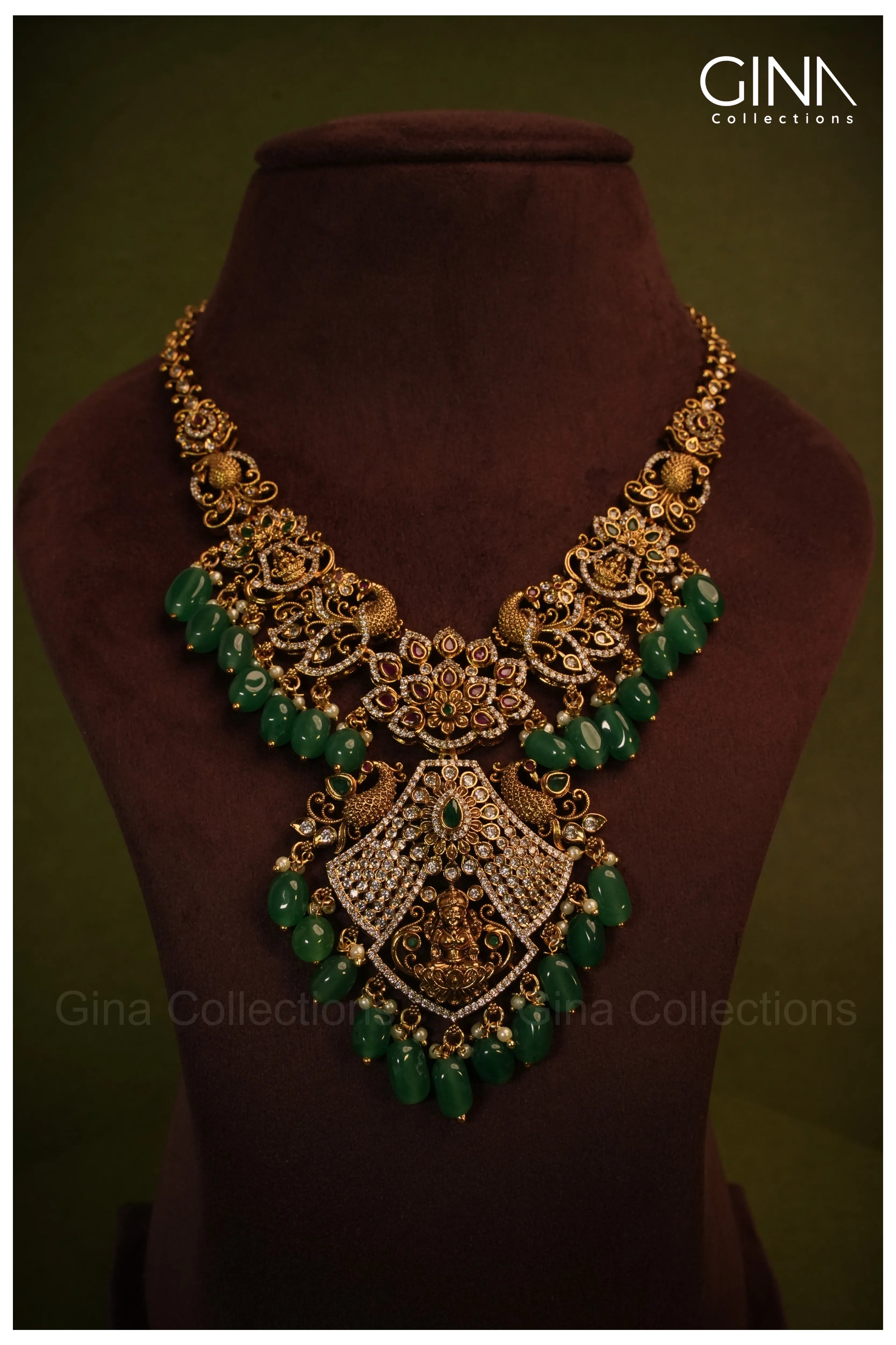 Traditional Lakshmi Antique Matte Gold Plated Necklace