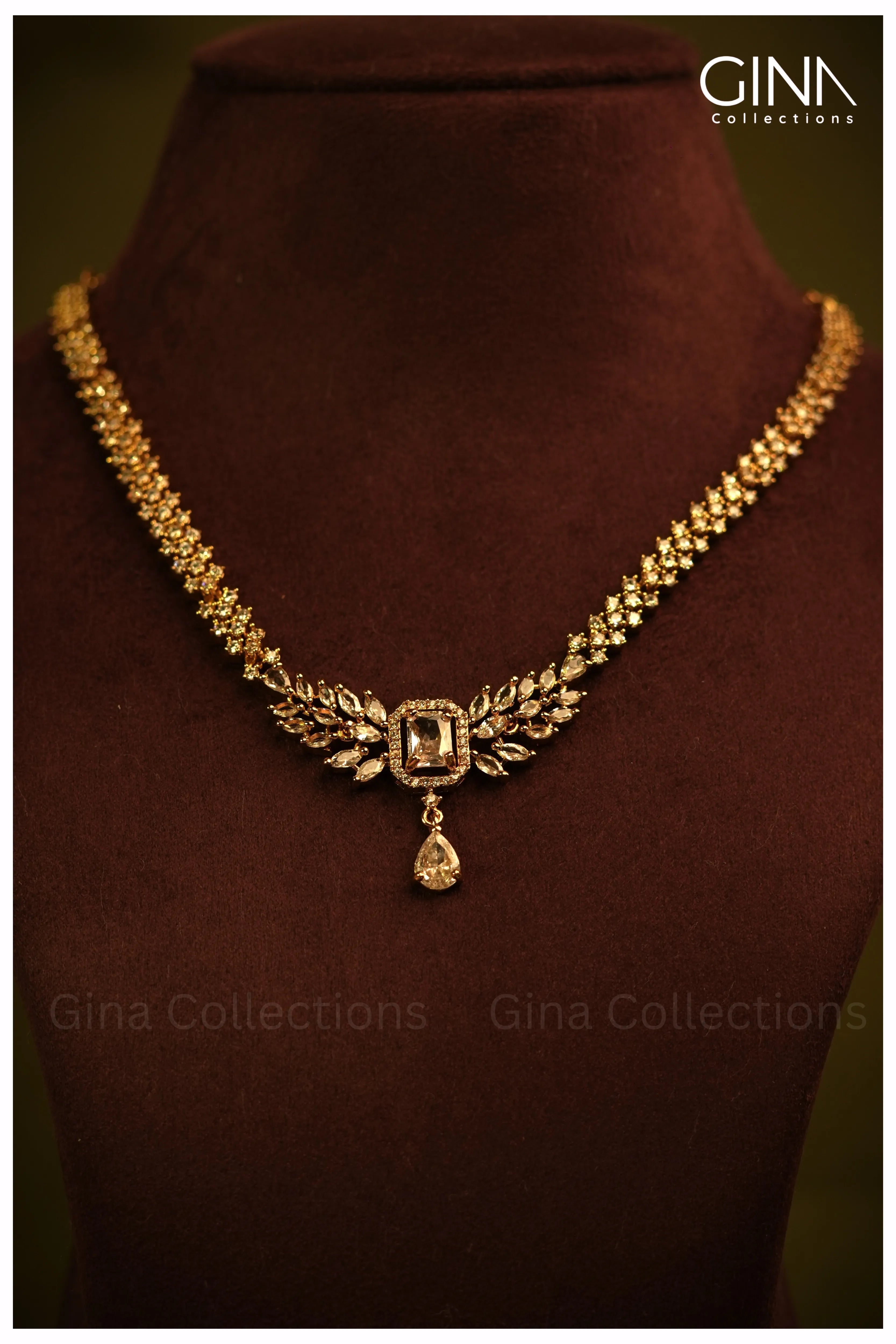 Sleek Necklace with AD Pendant Necklace