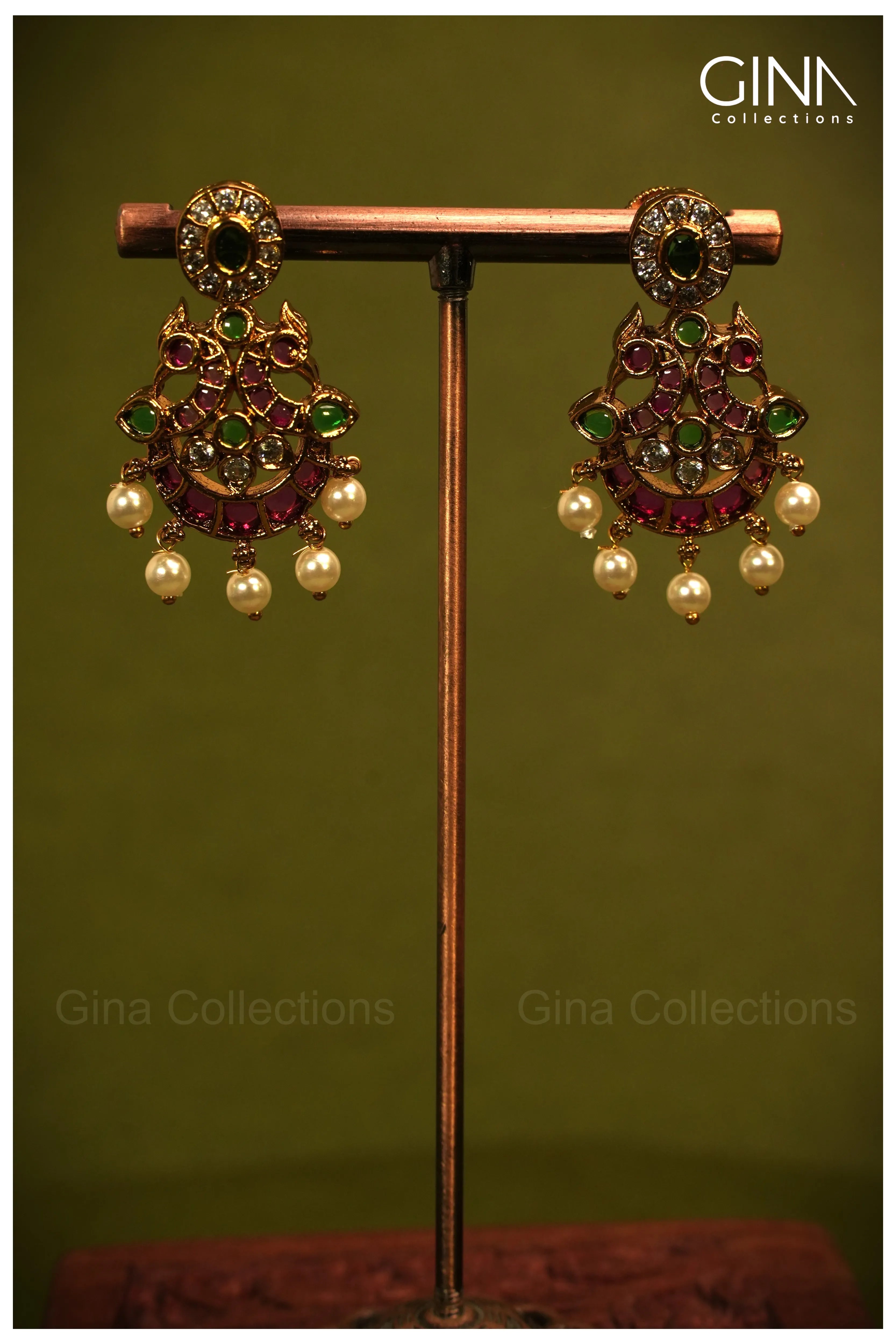 Designer imitation Jewellery Set with Pearl Drops