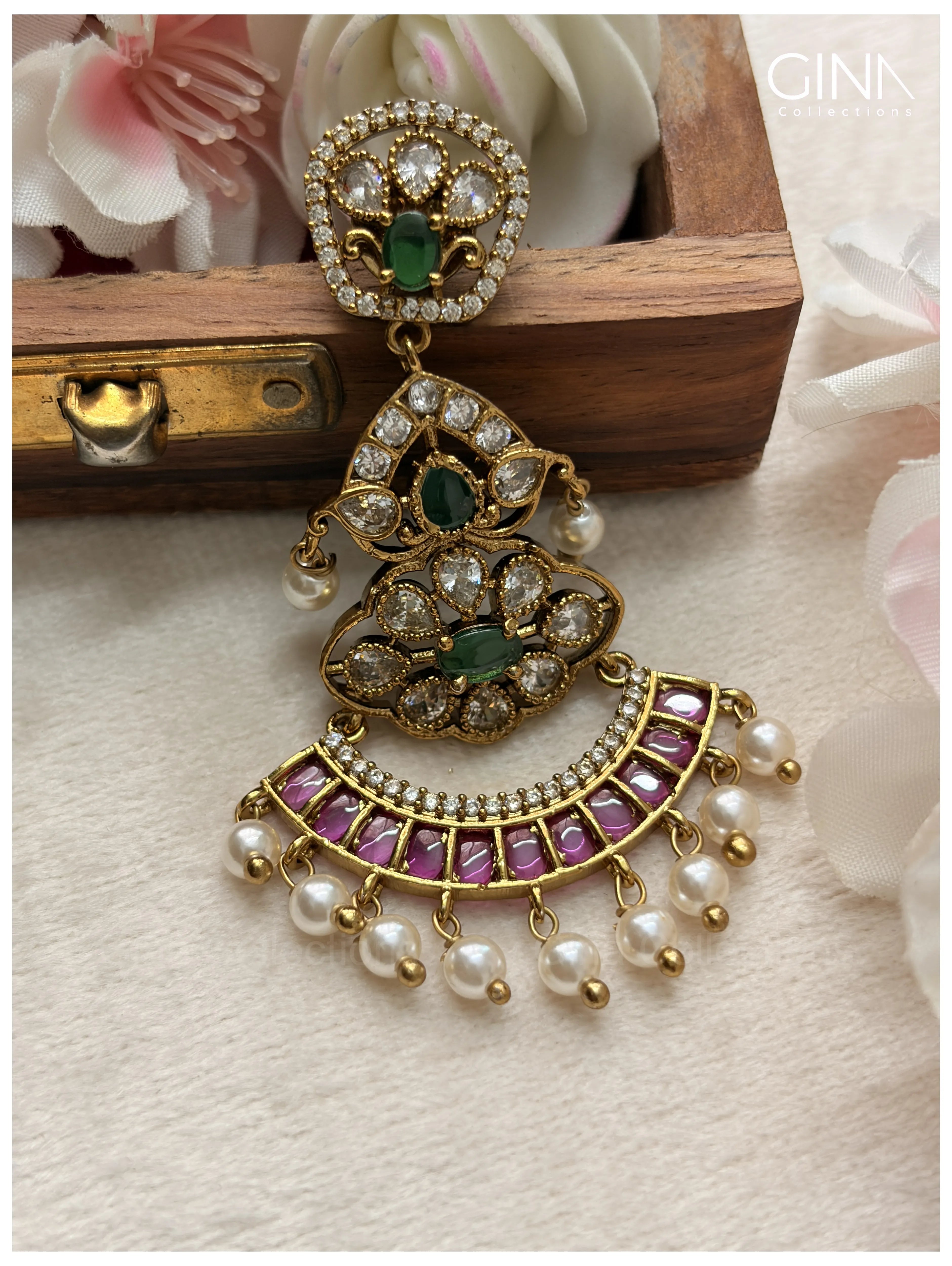 Kemp with Pearl Drops Chandbali