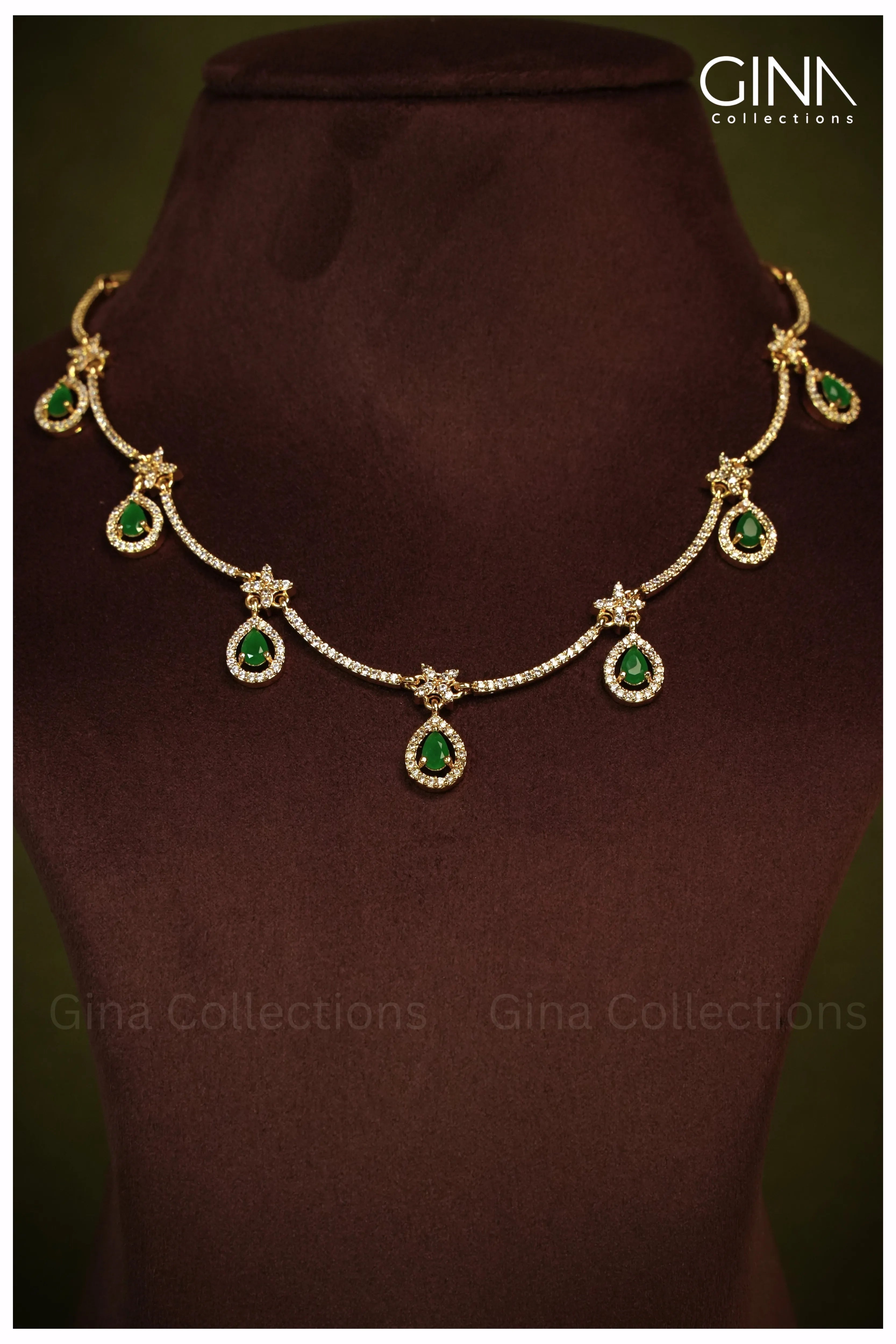 Ad Studded Green Gemstone Drops