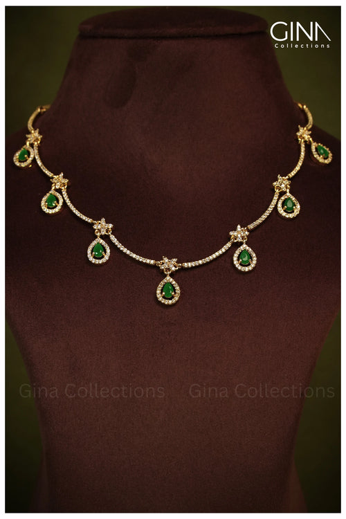 Ad Studded Green Gemstone Drops