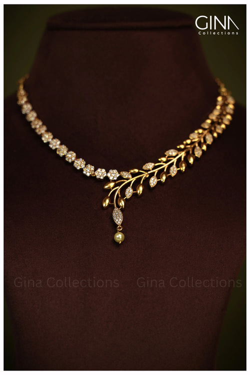 Floral Leaf AD Necklace