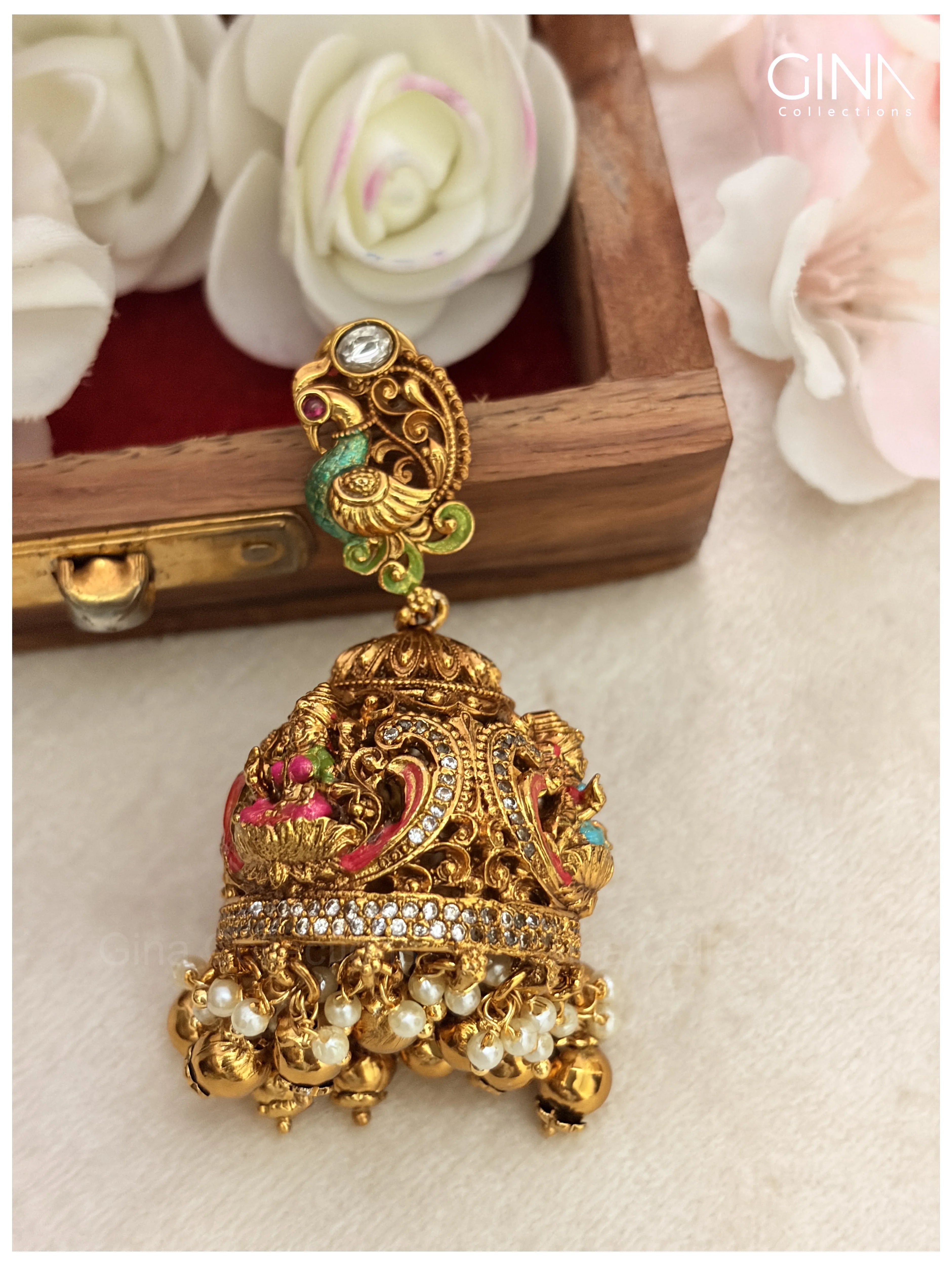 MennaKari Bridal Jhumka with Golden Drops