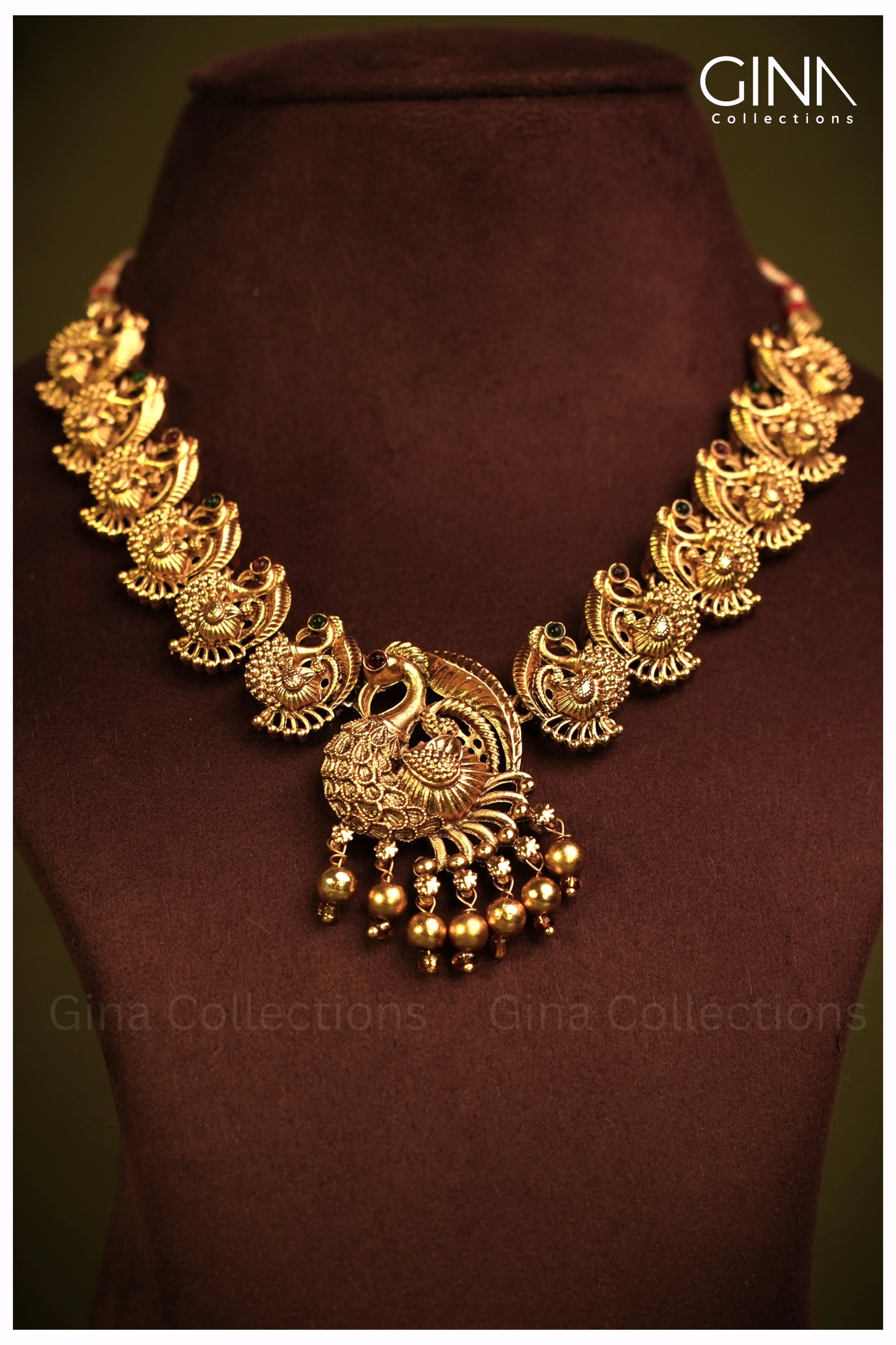 Mayura Bold Antique Temple Necklace1