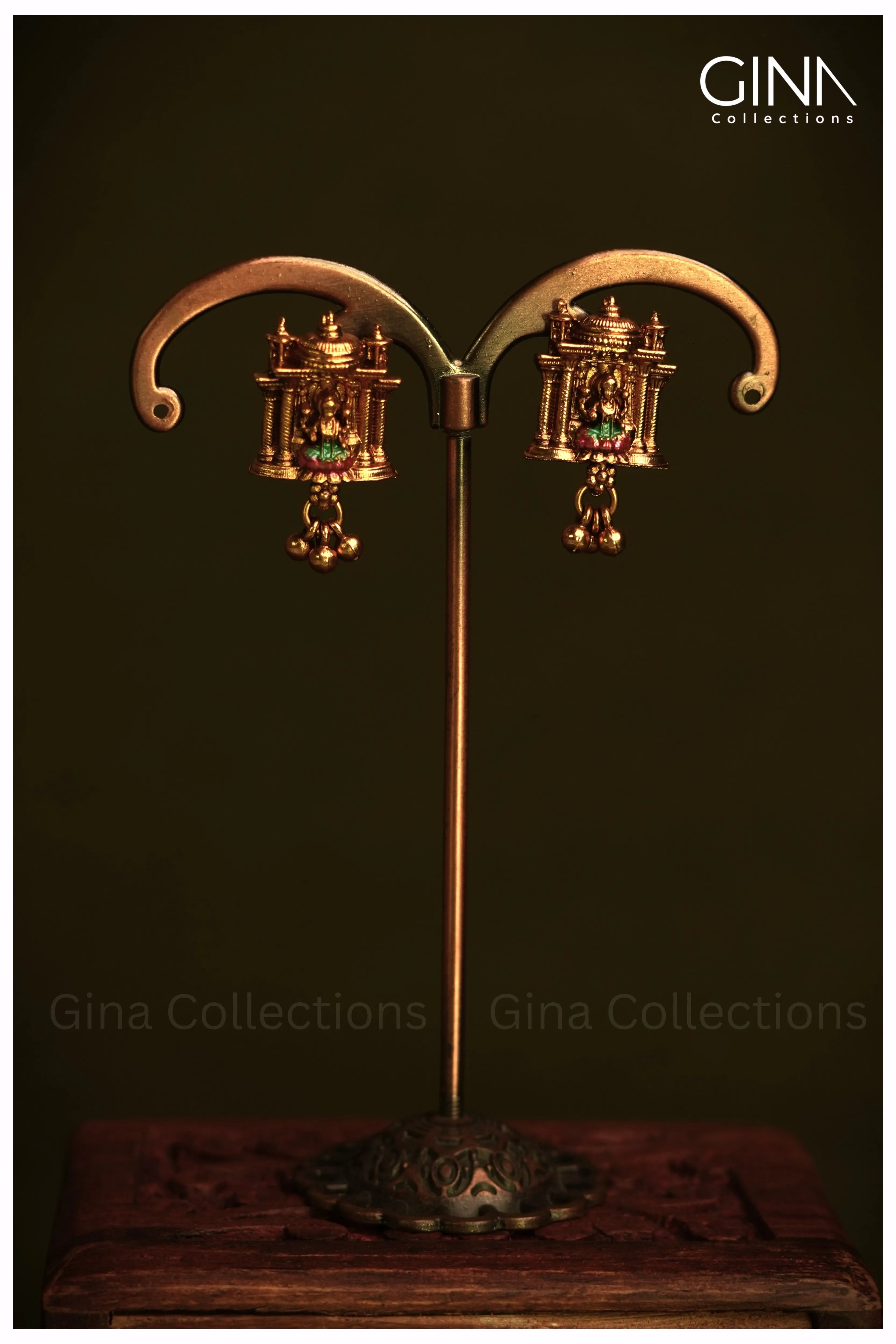 Meenakari Double Chain Lakshmi Gold Drops Haram