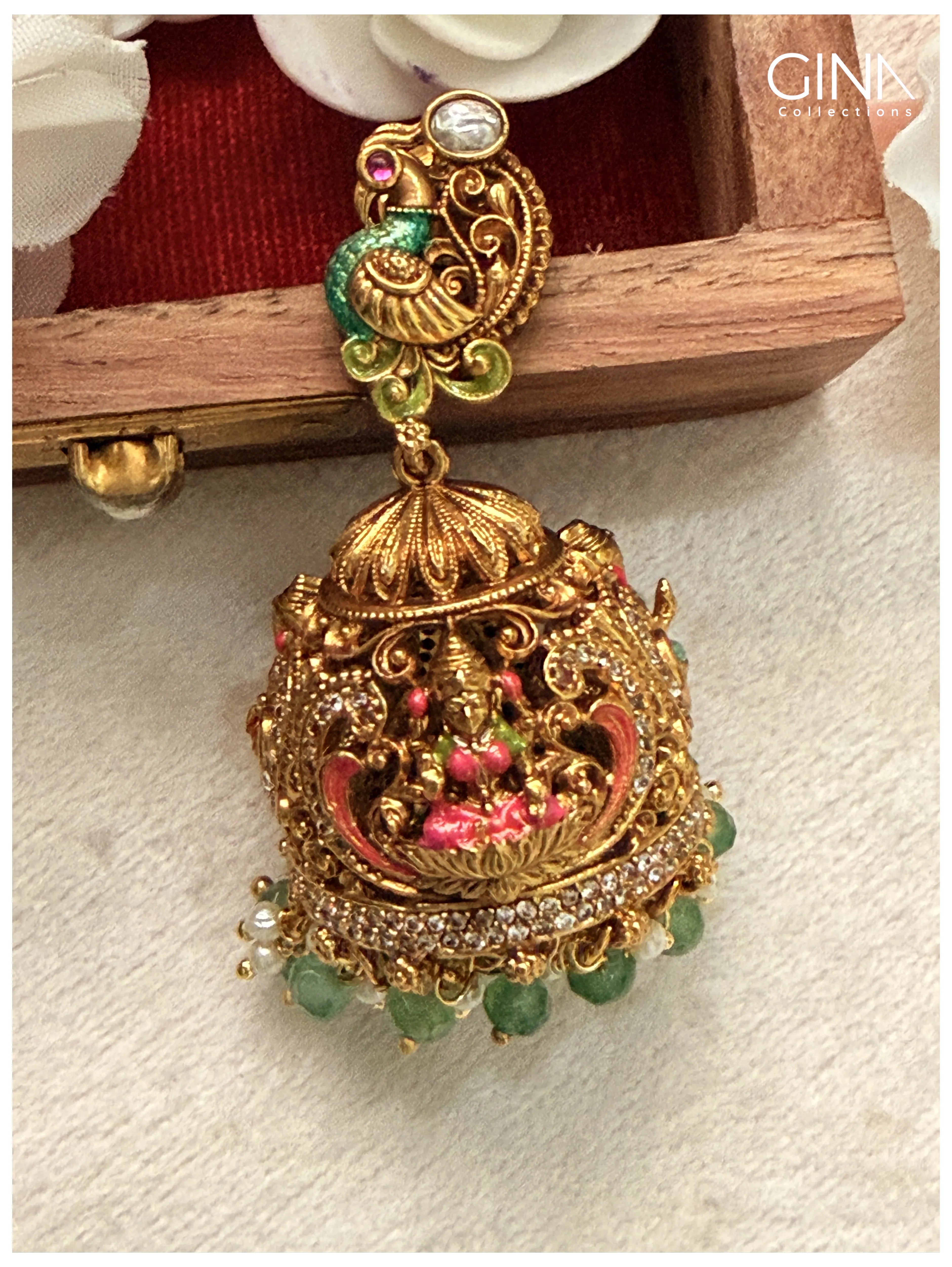 MennaKari Bridal Jhumka with Golden Drops