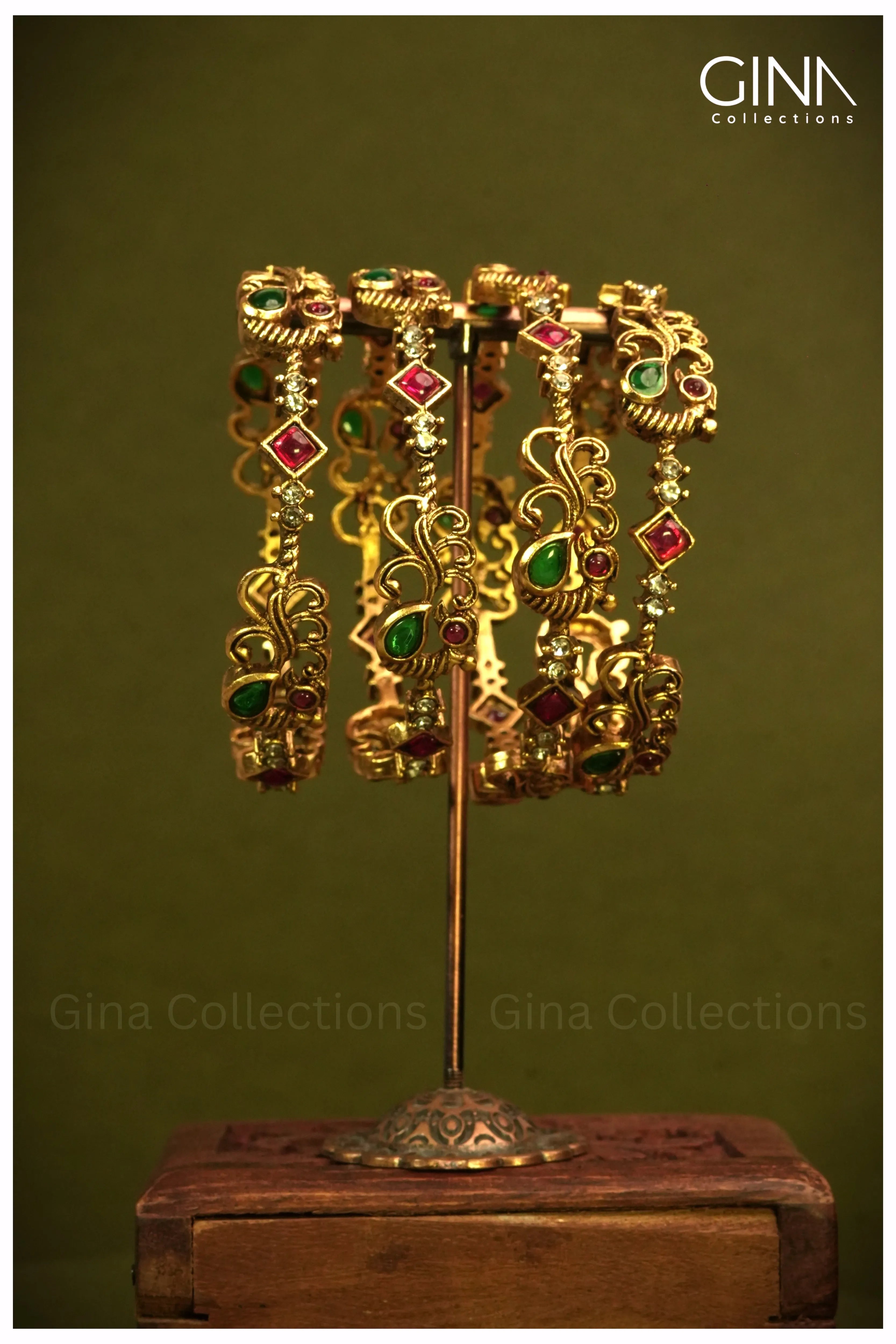 Peacock Design Multi Stone Bangles