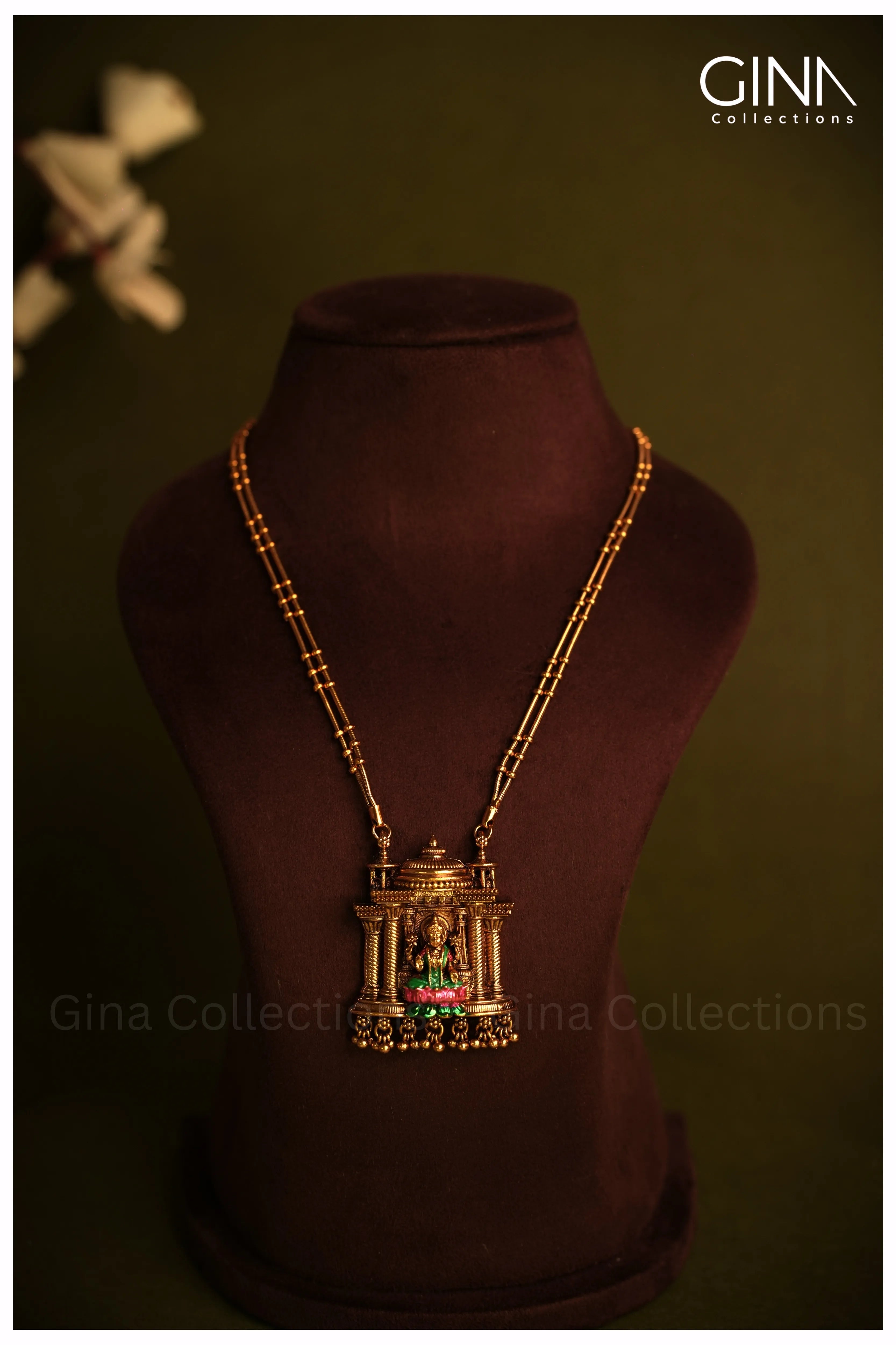 Meenakari Double Chain Lakshmi Gold Drops Haram