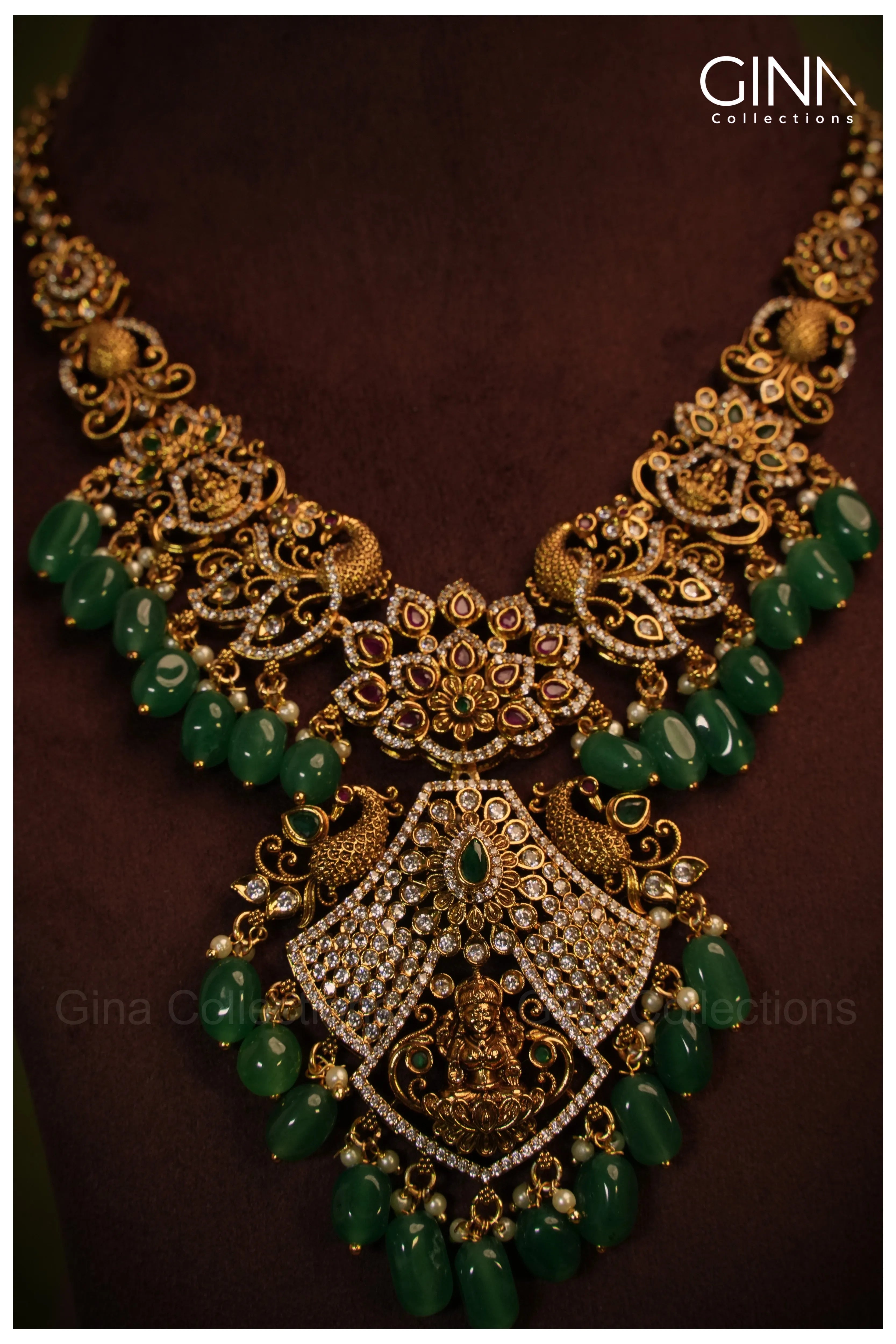 Traditional Lakshmi Antique Matte Gold Plated Necklace