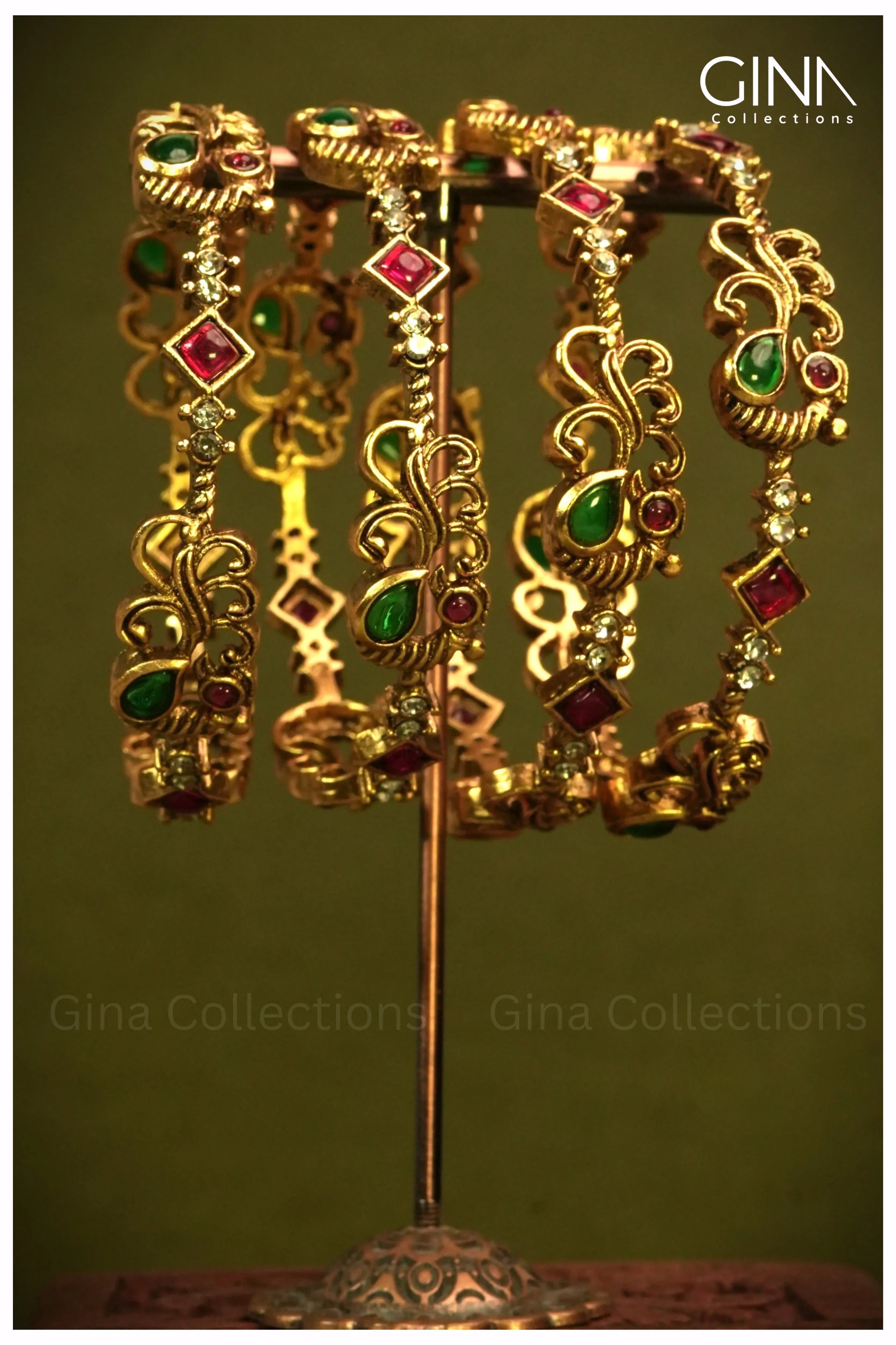 Peacock Design Multi Stone Bangles